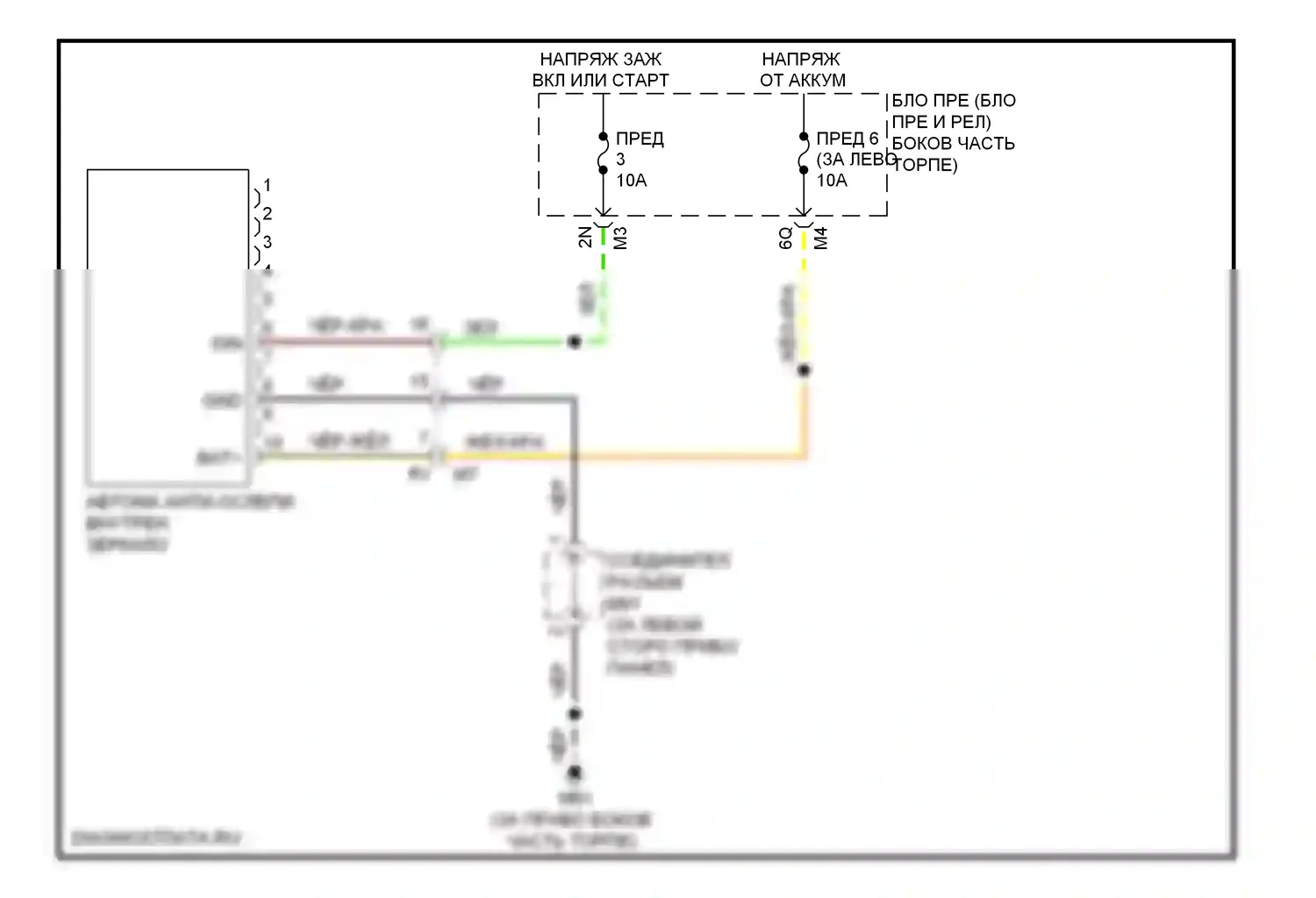 Altima Nissan L32 рестайлинг (2009-2013): Auto анти-ослепляя внутри зеркальной электросхемы проводки 