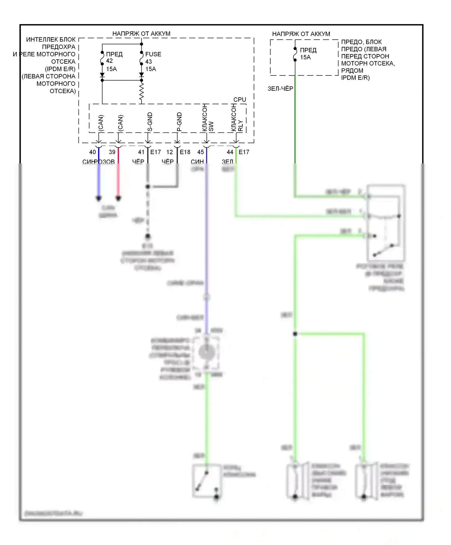 Altima Nissan L32 (2006-2009): Электросхема клаксона 
