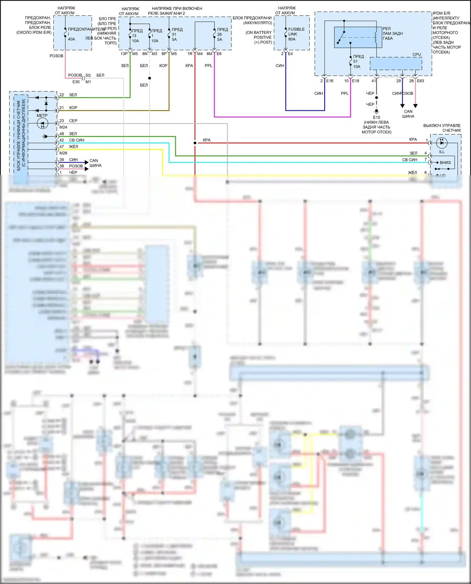 Altima Nissan L33 рестайлинг (2015-2018): Электросхема подсветки приборной панели 
