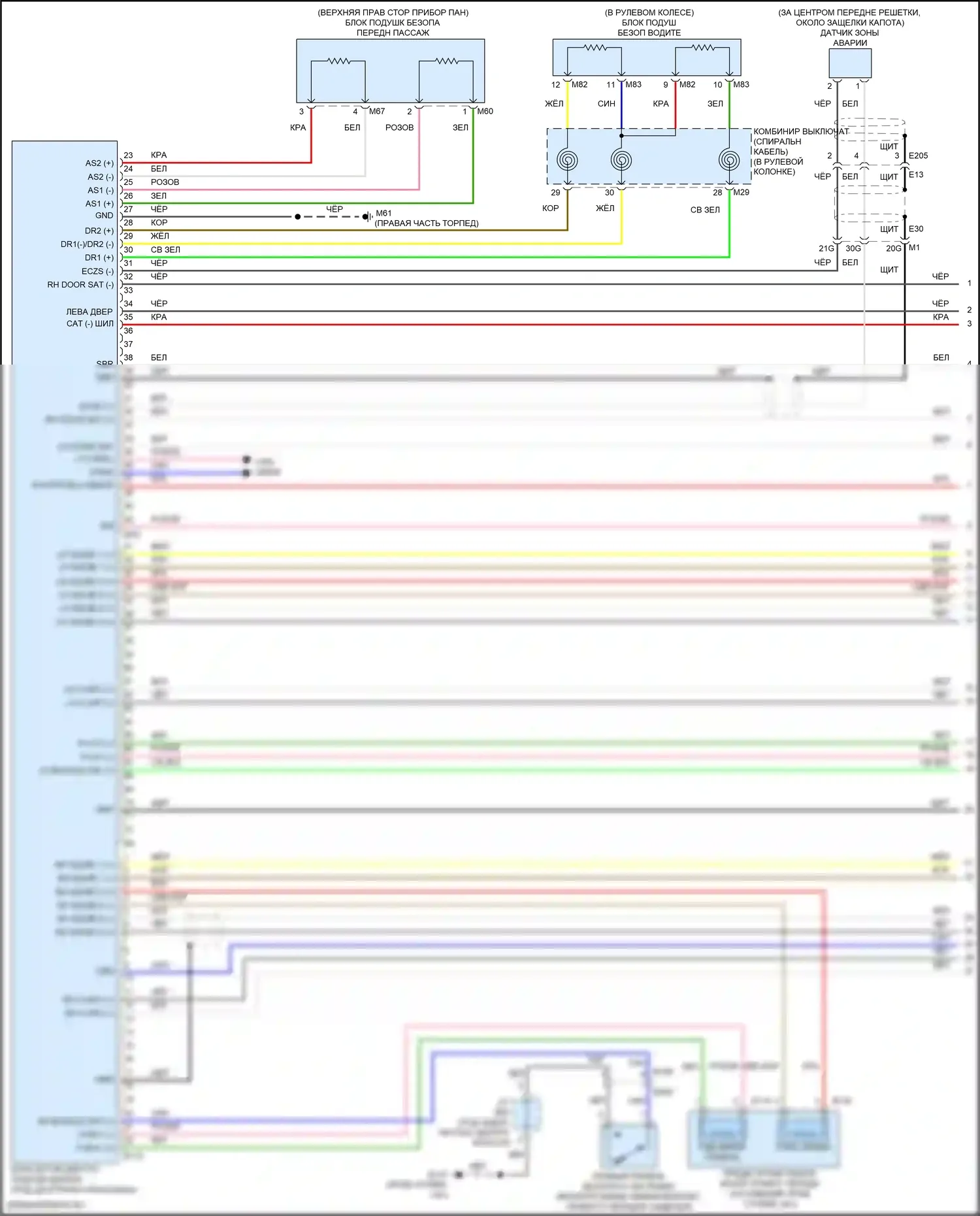 Altima Nissan L33 рестайлинг (2015-2018): Электросхема подушек безопасности (1 из 3) 