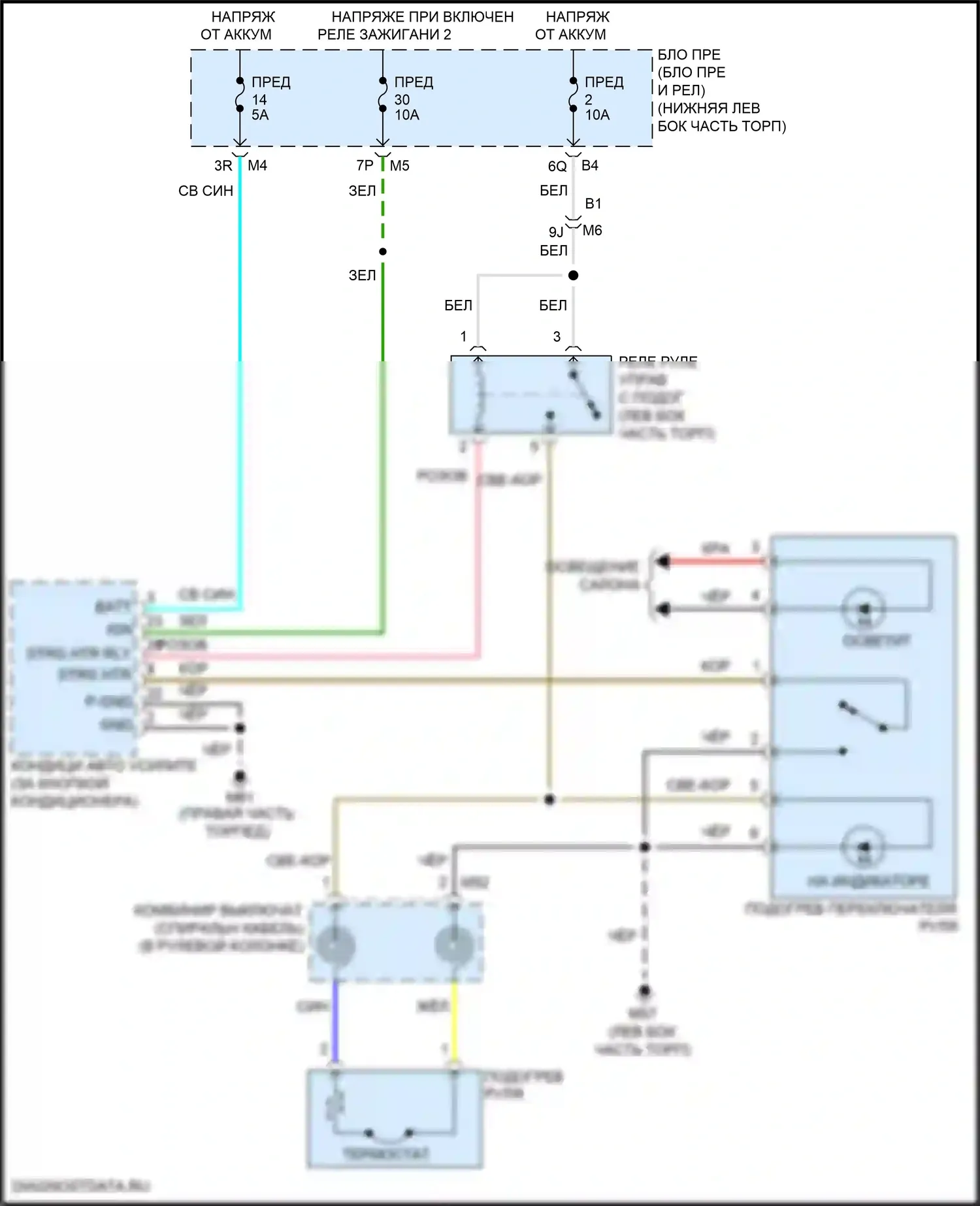 Altima Nissan L33 рестайлинг (2015-2018): Электросхема рулевого колеса с подогревом 