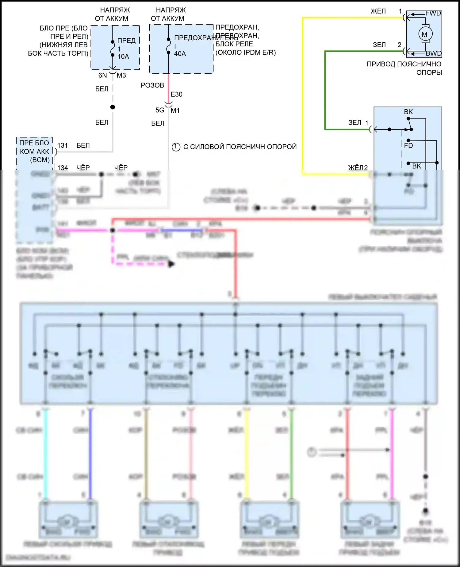 Altima Nissan L33 рестайлинг (2015-2018): Питание водительского сиденья электросхема 