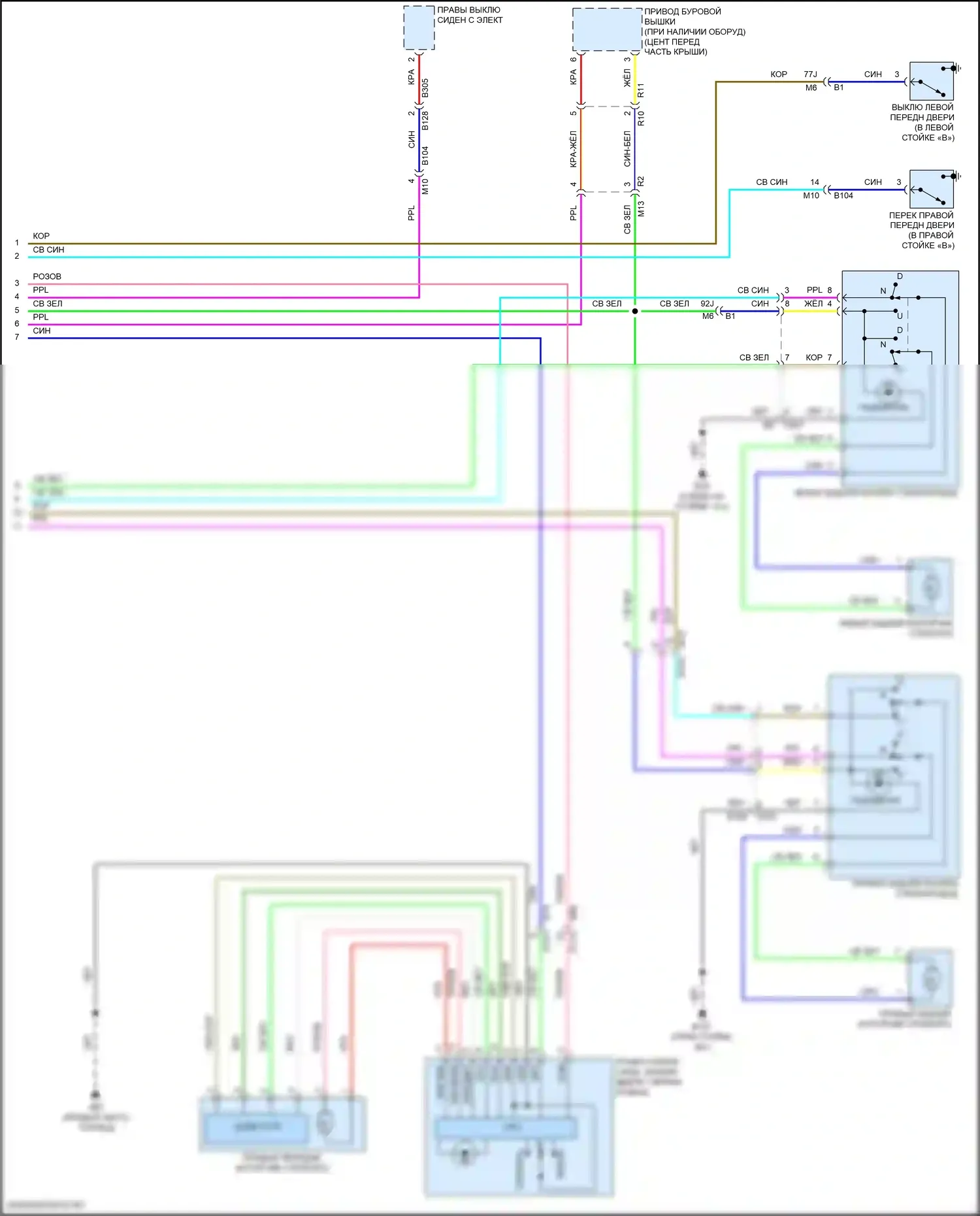 Altima Nissan L33 рестайлинг (2015-2018): Электросхема стеклоподъемников с системой защиты от защемления со стороны водителя и пассажира (2 из 2) 