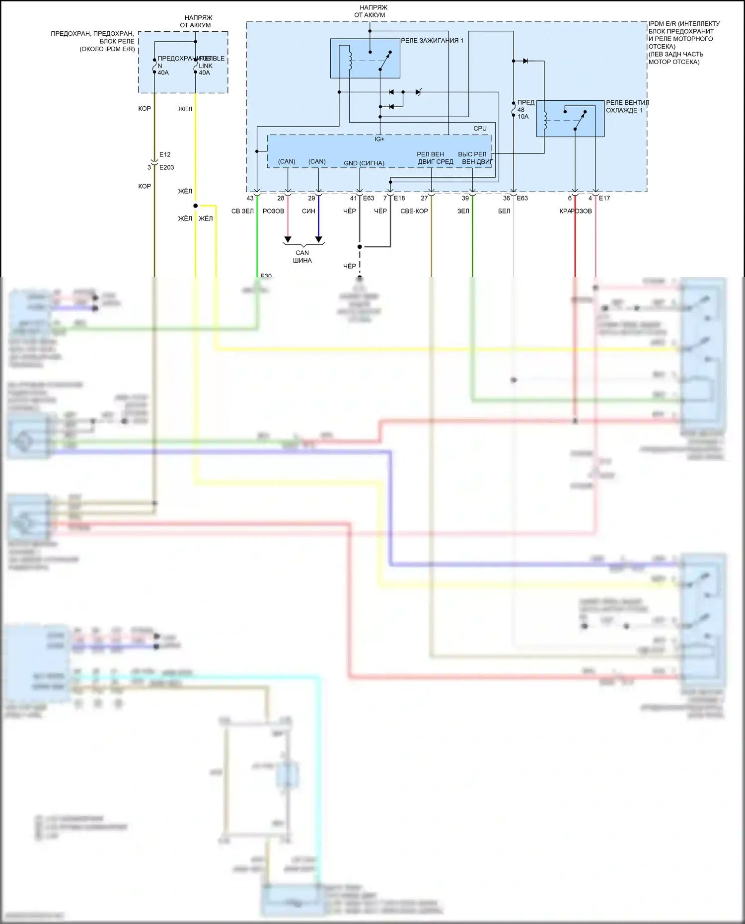 Altima Nissan L33 рестайлинг (2015-2018): Электросхема вентилятора охлаждения 