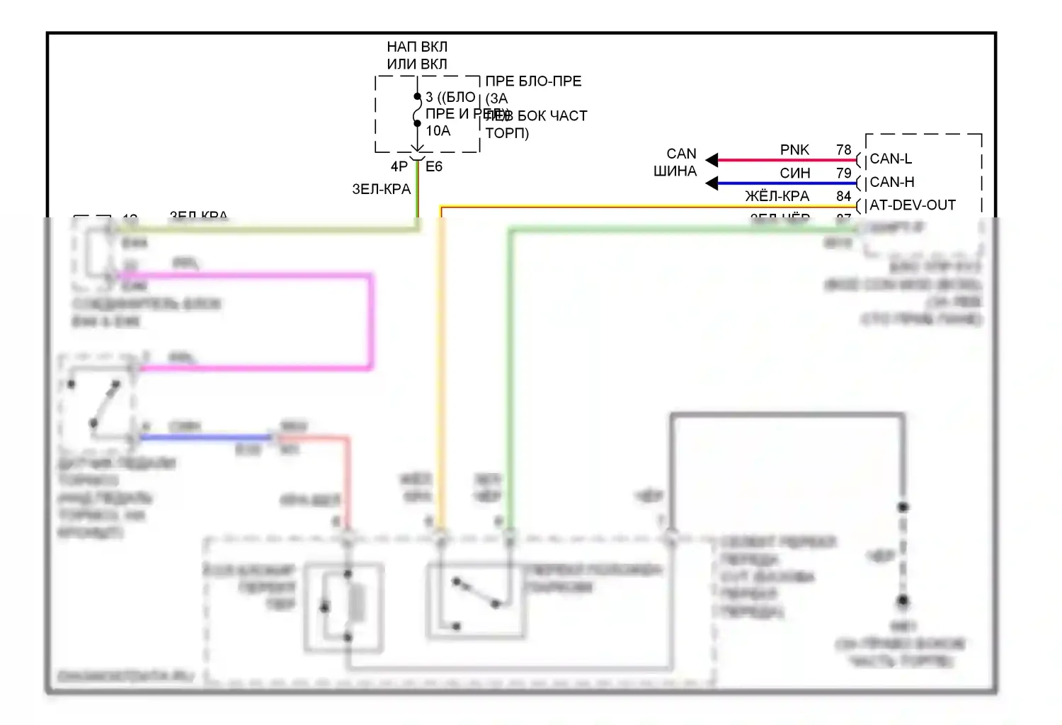 Altima Nissan L33 (2012-2015): Электросхема блокировки селектора, купе 