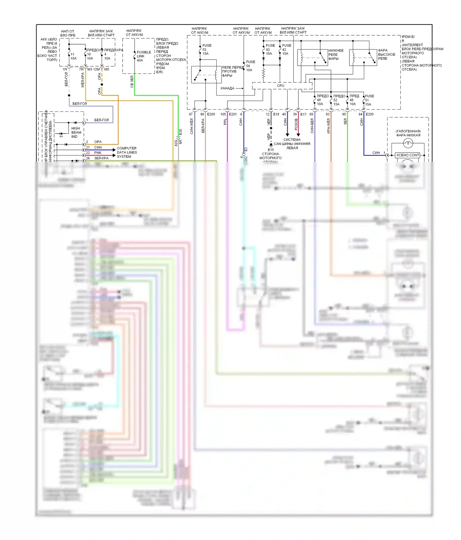 Altima Nissan L33 (2012-2015): Электросхема фар, купе 