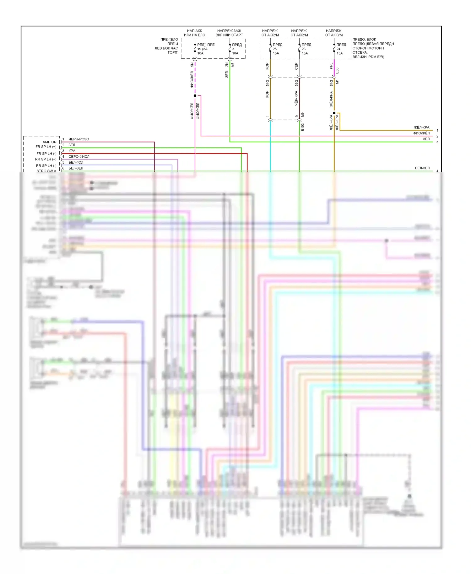 Altima Nissan L33 (2012-2015): Электросхема магнитолы, купе без навигации (1 из 3) 