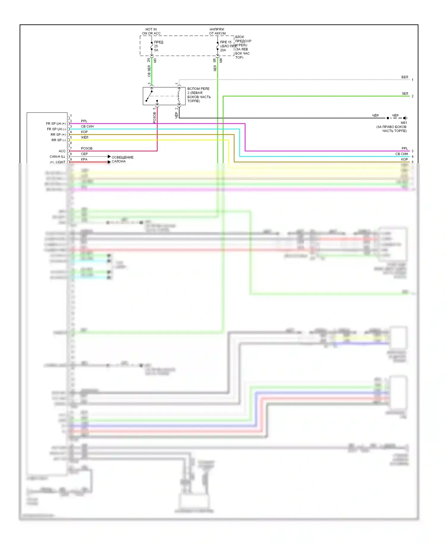Altima Nissan L33 (2012-2015): Электросхема магнитолы, седан без навигации и бозе (1 из 2) 