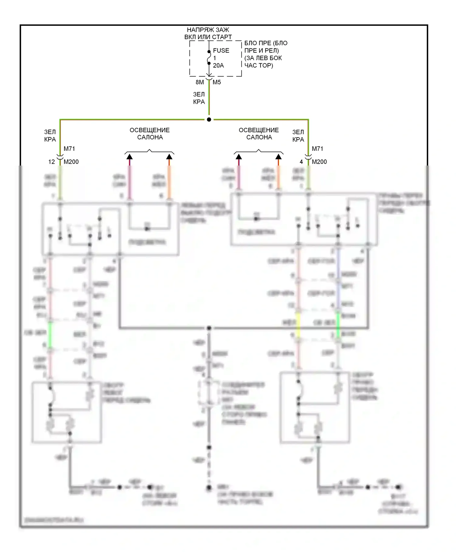 Altima Nissan L33 (2012-2015): Электросхема подогрева сидений, купе 