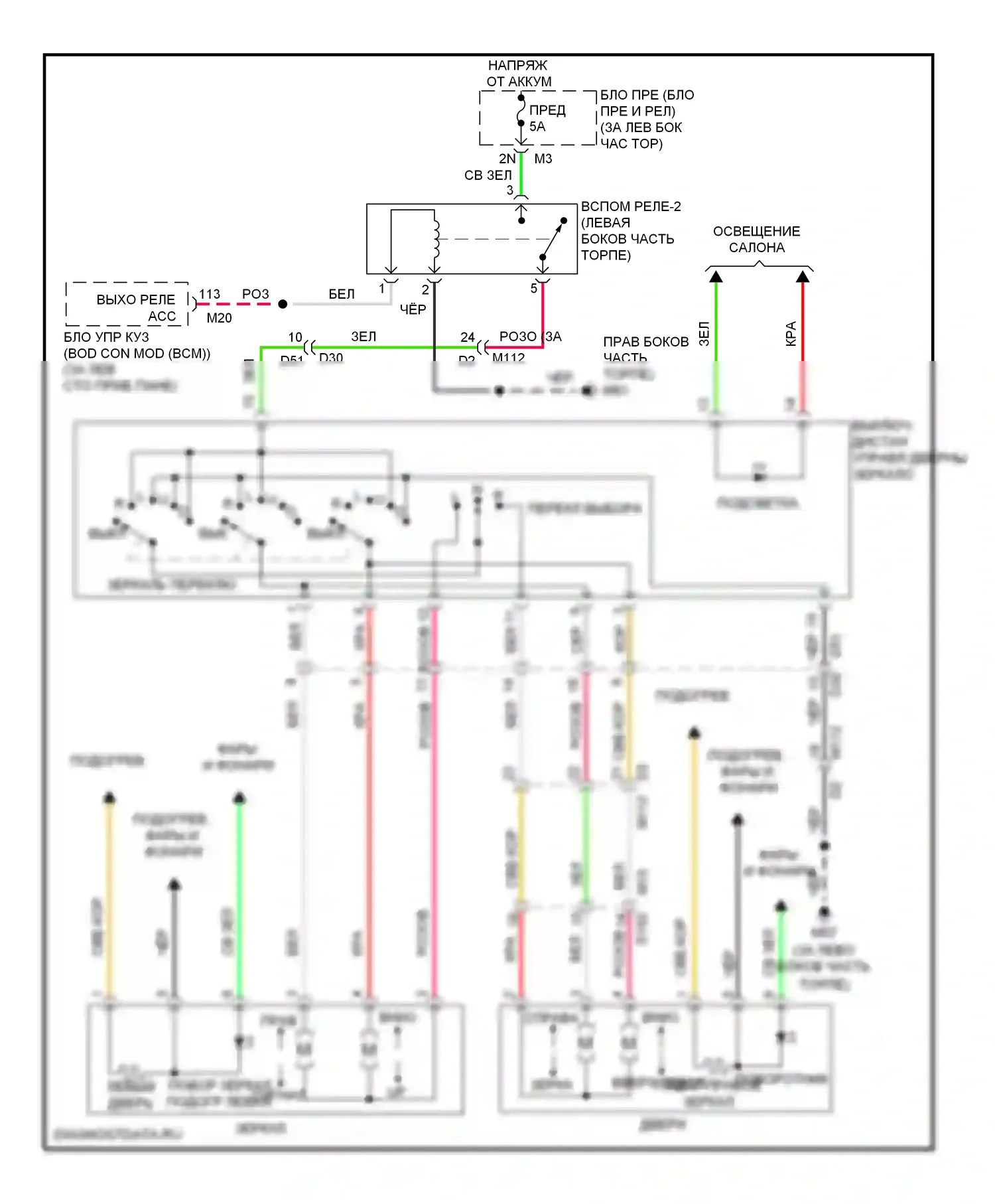 Altima Nissan L33 (2012-2015): Управления зеркалами заднего вида электросхема, седан 