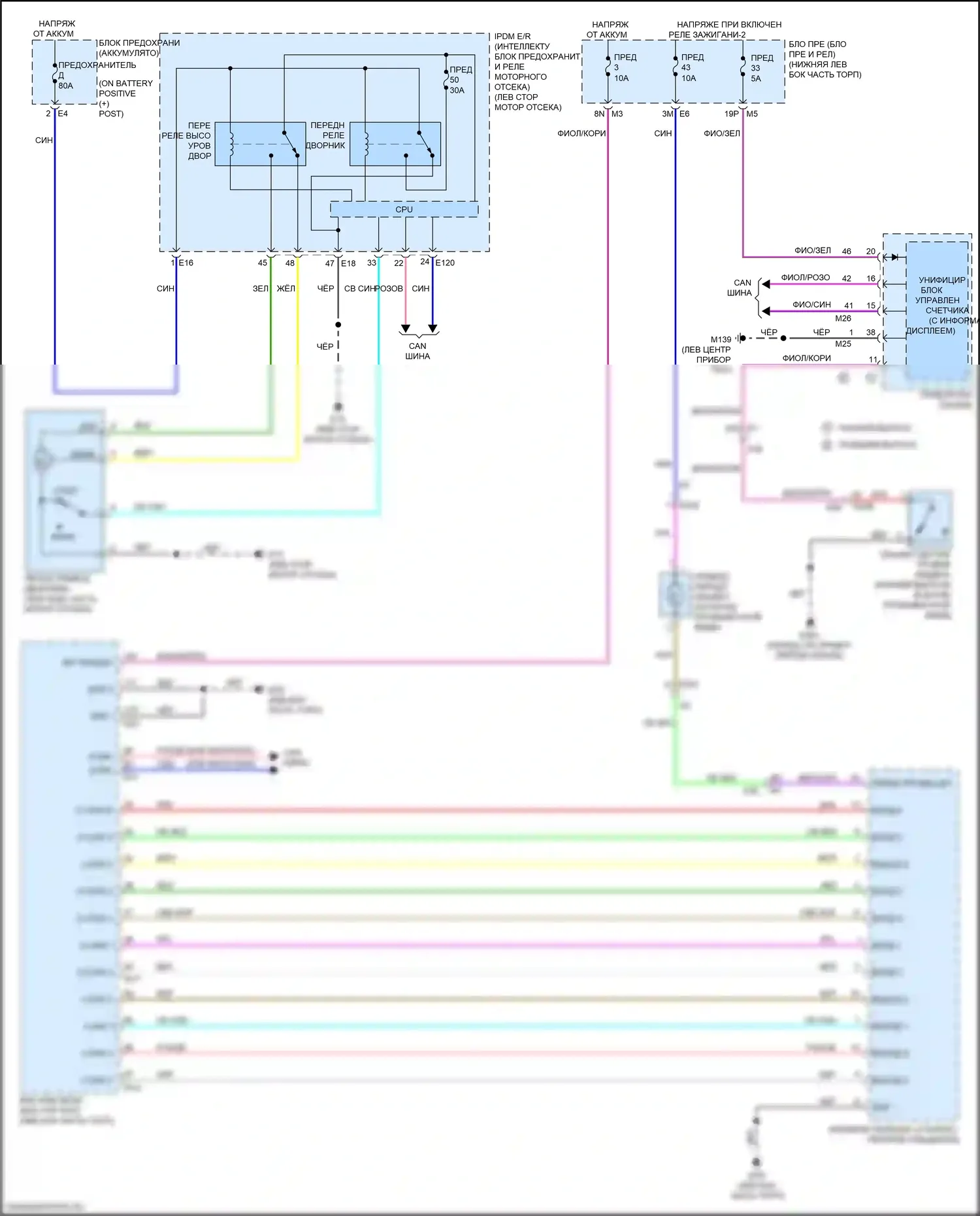Altima Nissan L34 рестайлинг (2022-2024): Дворники и омыватели электросхема 