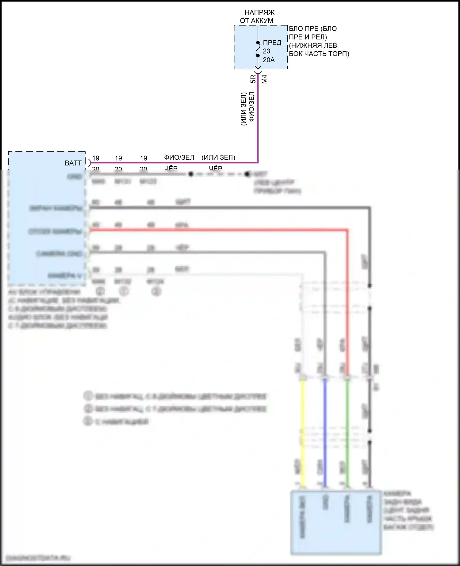 Altima Nissan L34 рестайлинг (2022-2024): Электросхема камеры заднего вида 