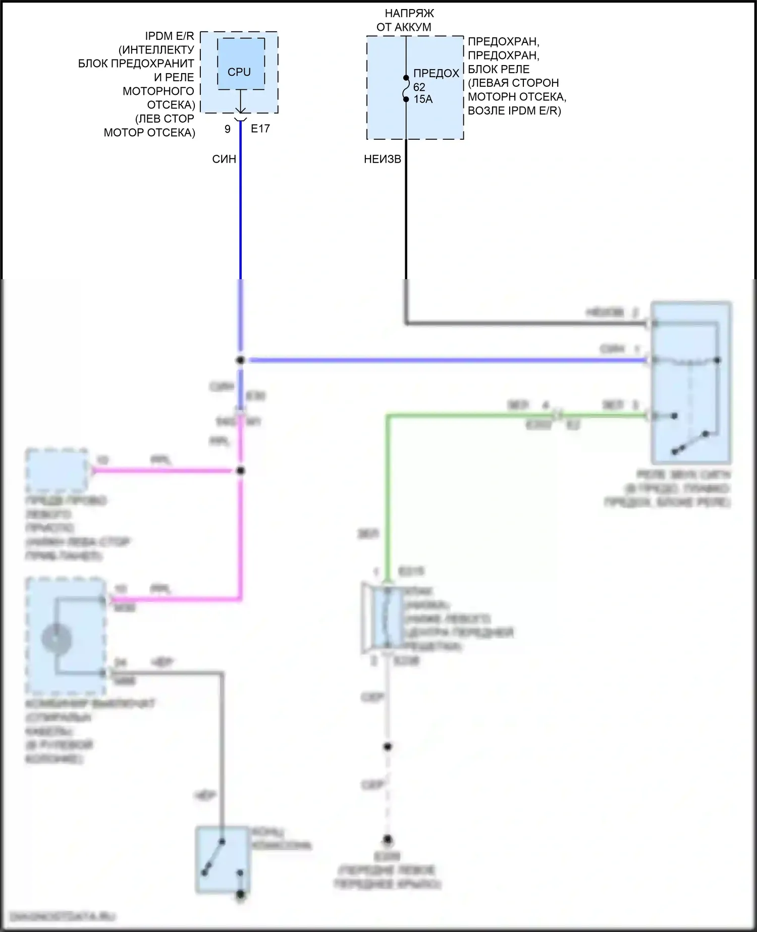 Altima Nissan L34 (2018-2024): Электросхема клаксона 