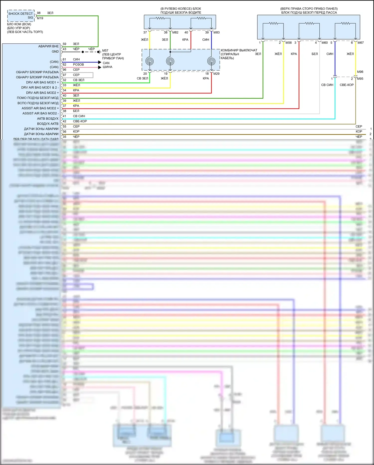 Altima Nissan L34 (2018-2024): Электросхема подушек безопасности (1 из 4) 