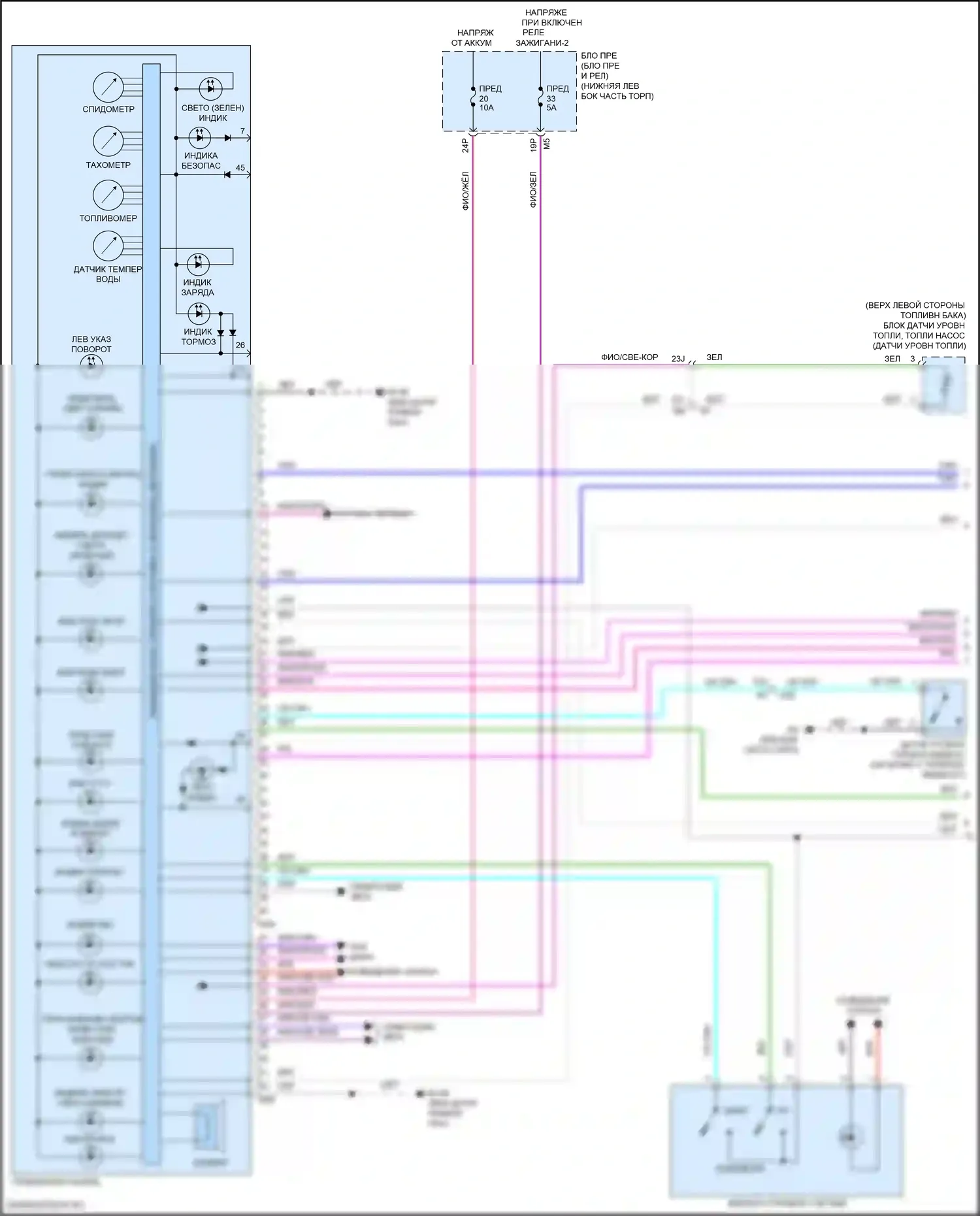 Altima Nissan L34 (2018-2024): Электросхема приборной панели, поздний выпуск (1 из 3) 