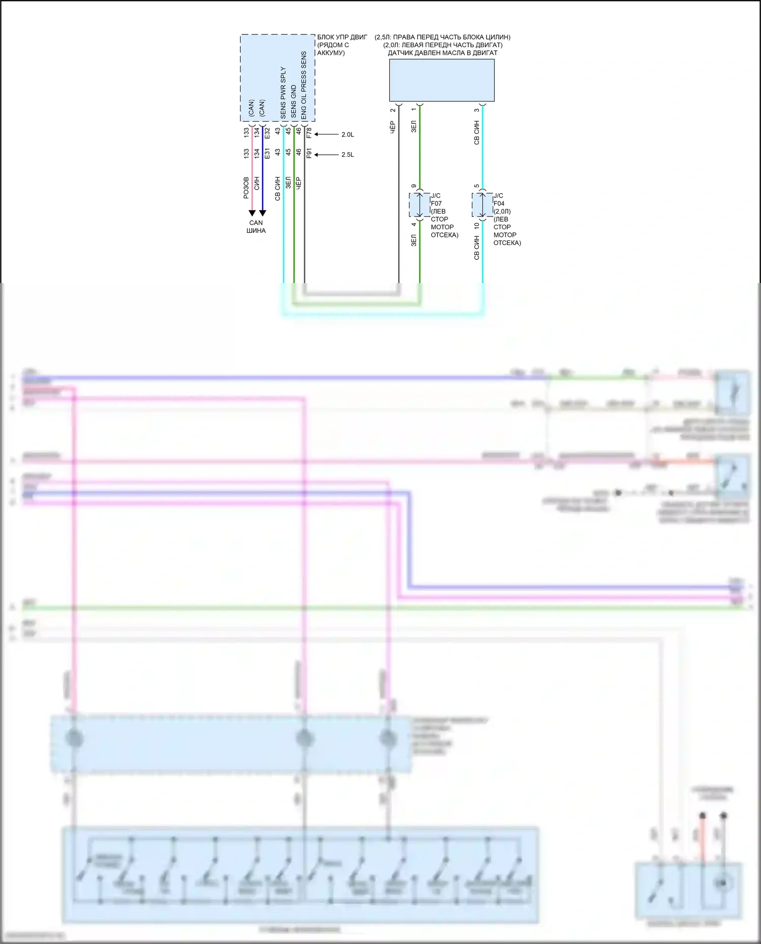 Altima Nissan L34 (2018-2024): Электросхема приборной панели, ранний выпуск (2 из 3) 