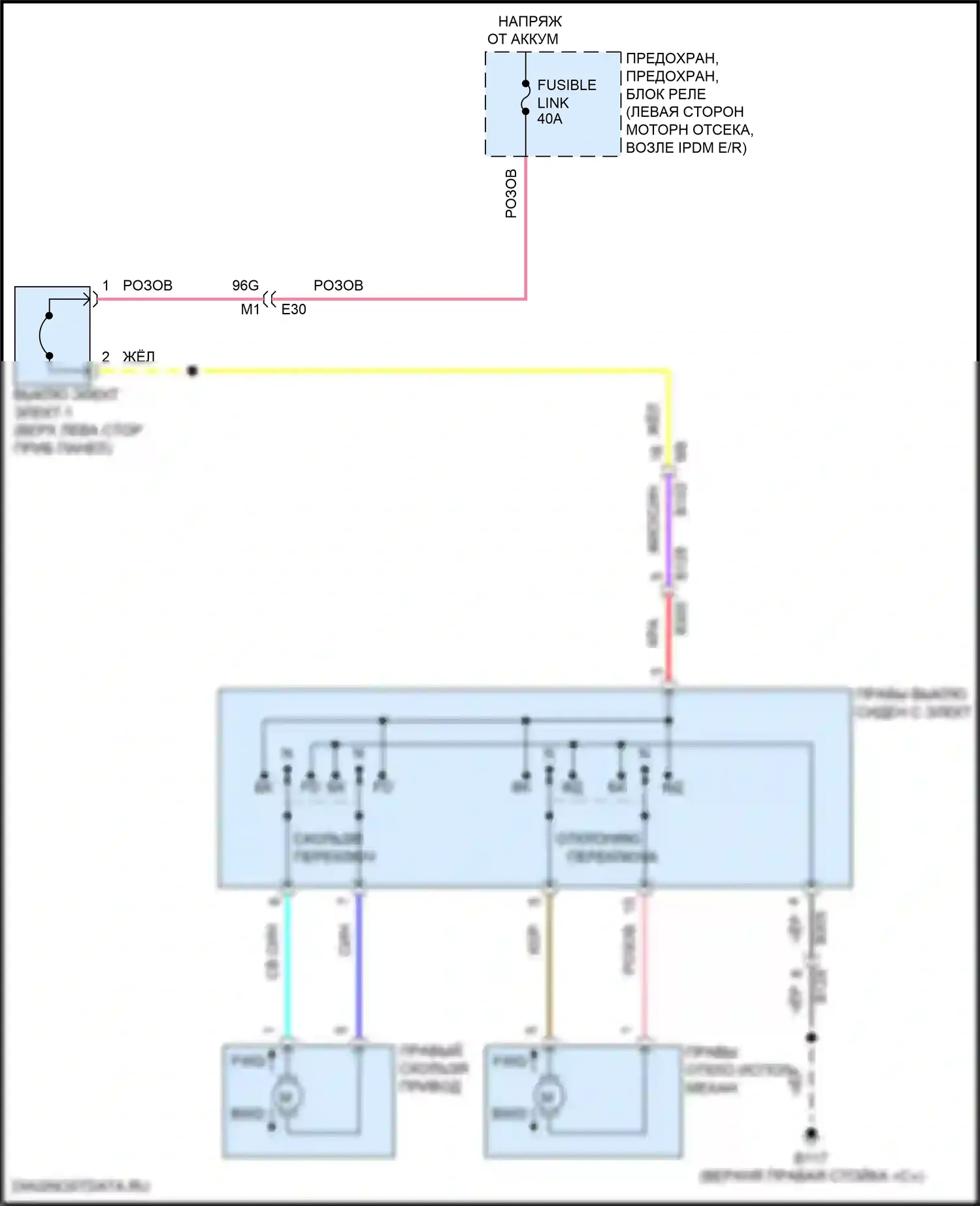 Altima Nissan L34 (2018-2024): Электросхема сиденья питания для пассажиров 