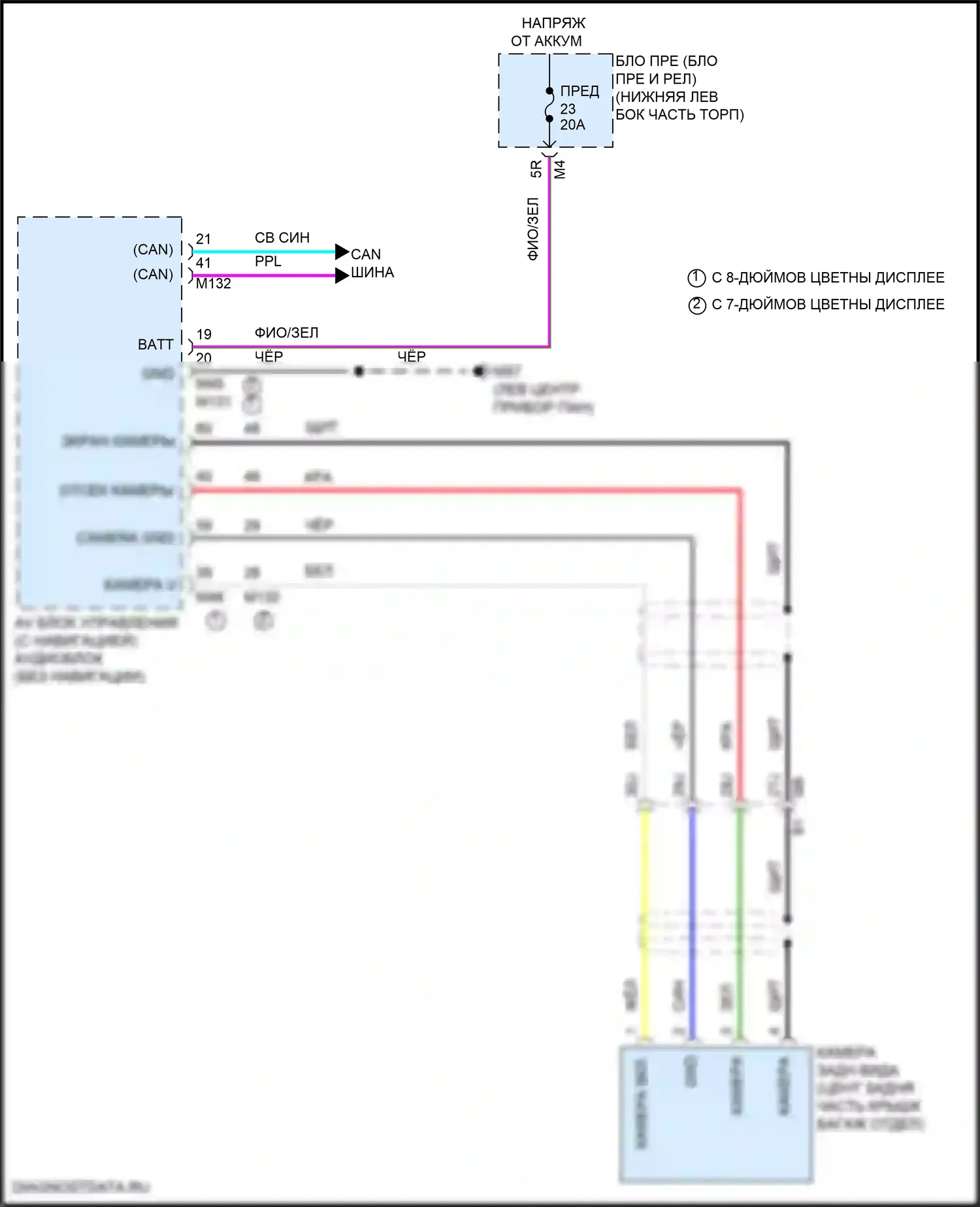 Altima Nissan L34 (2018-2024): Электросхема камеры заднего вида 