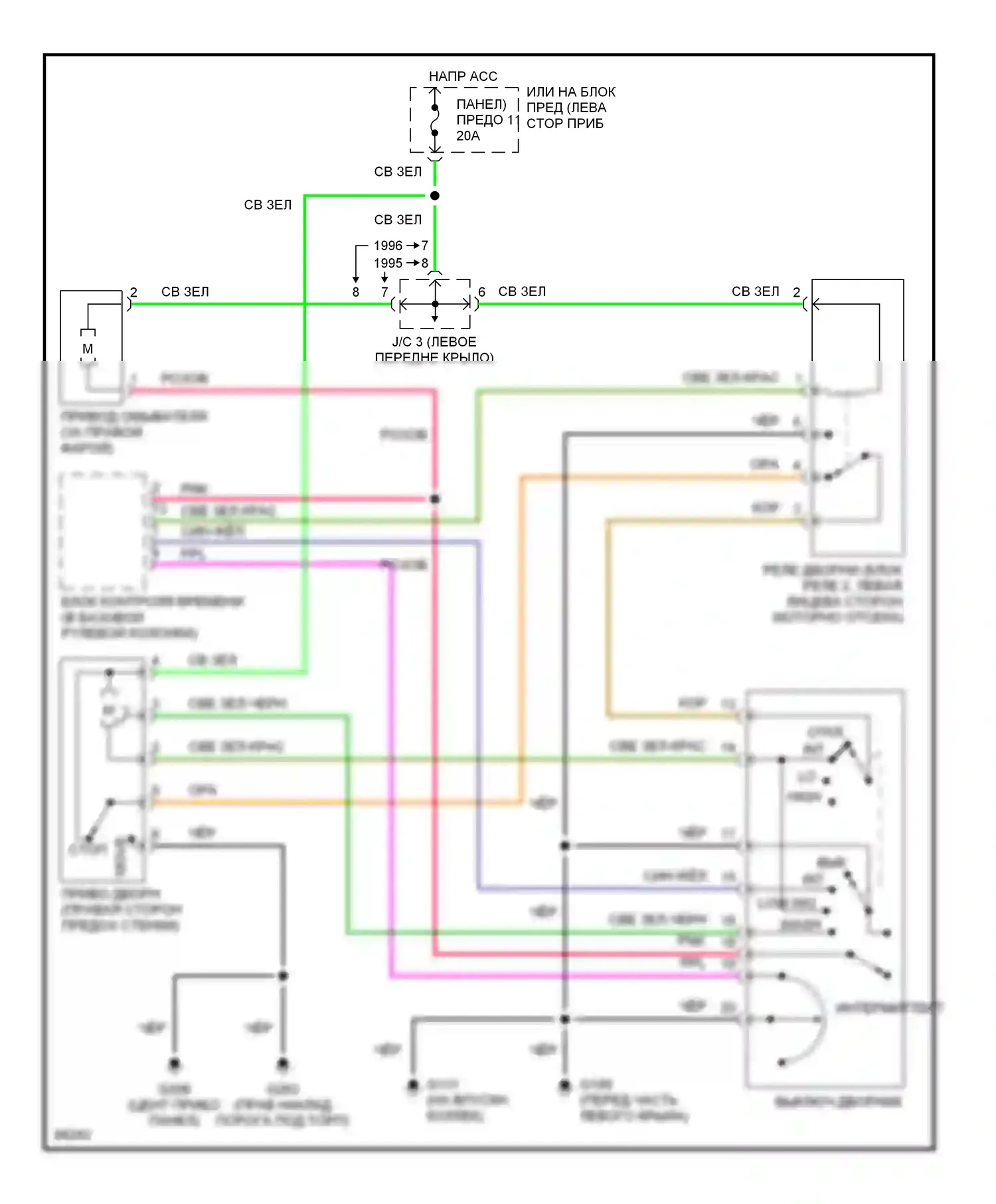 Altima Nissan U13 (1992-1997): Дворники и омыватели электросхема 