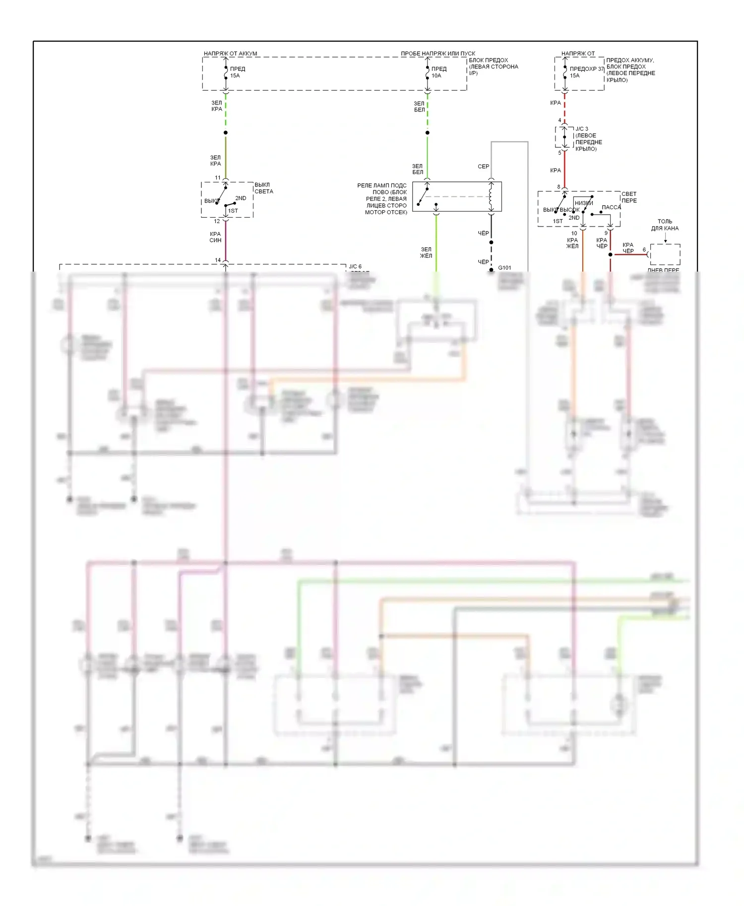 Altima Nissan U13 (1992-1997): Электросхема фар и фонарей (1 из 2) 