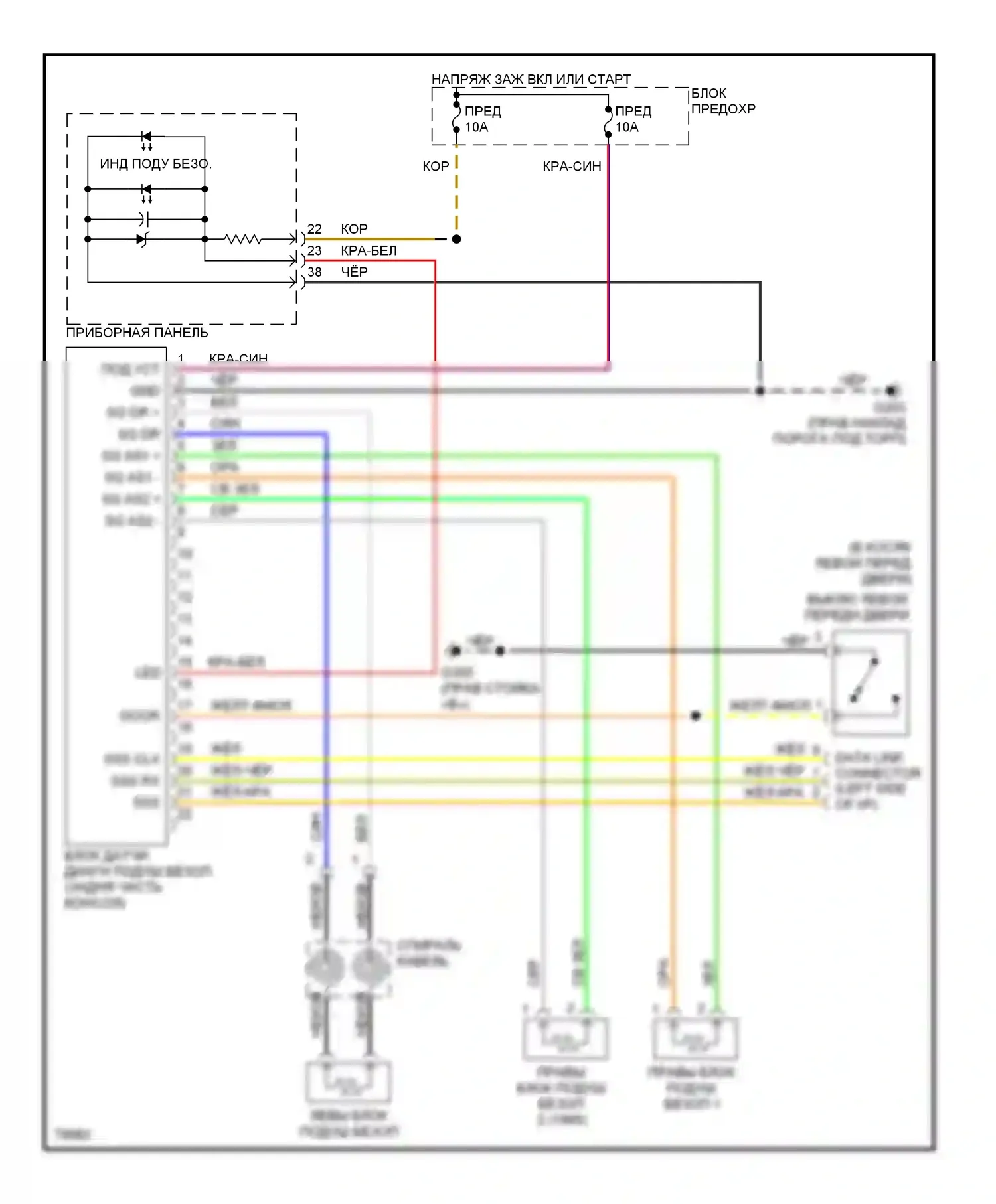 Altima Nissan U13 (1992-1997): Электросхема подушек безопасности 