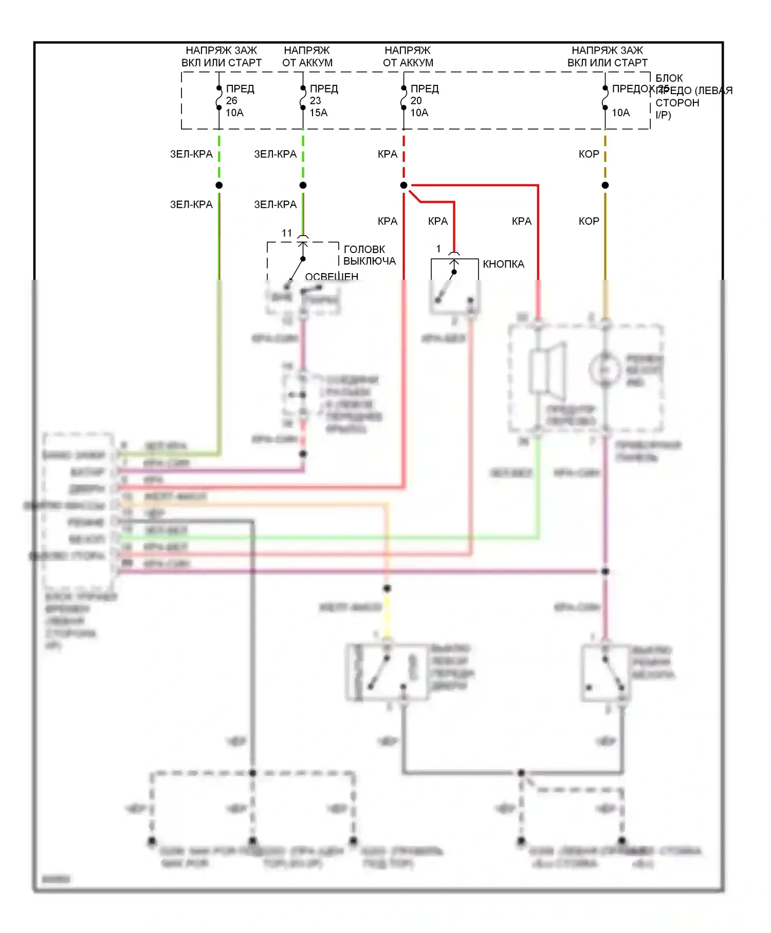 Altima Nissan U13 (1992-1997): Электросхемы системы оповещения 