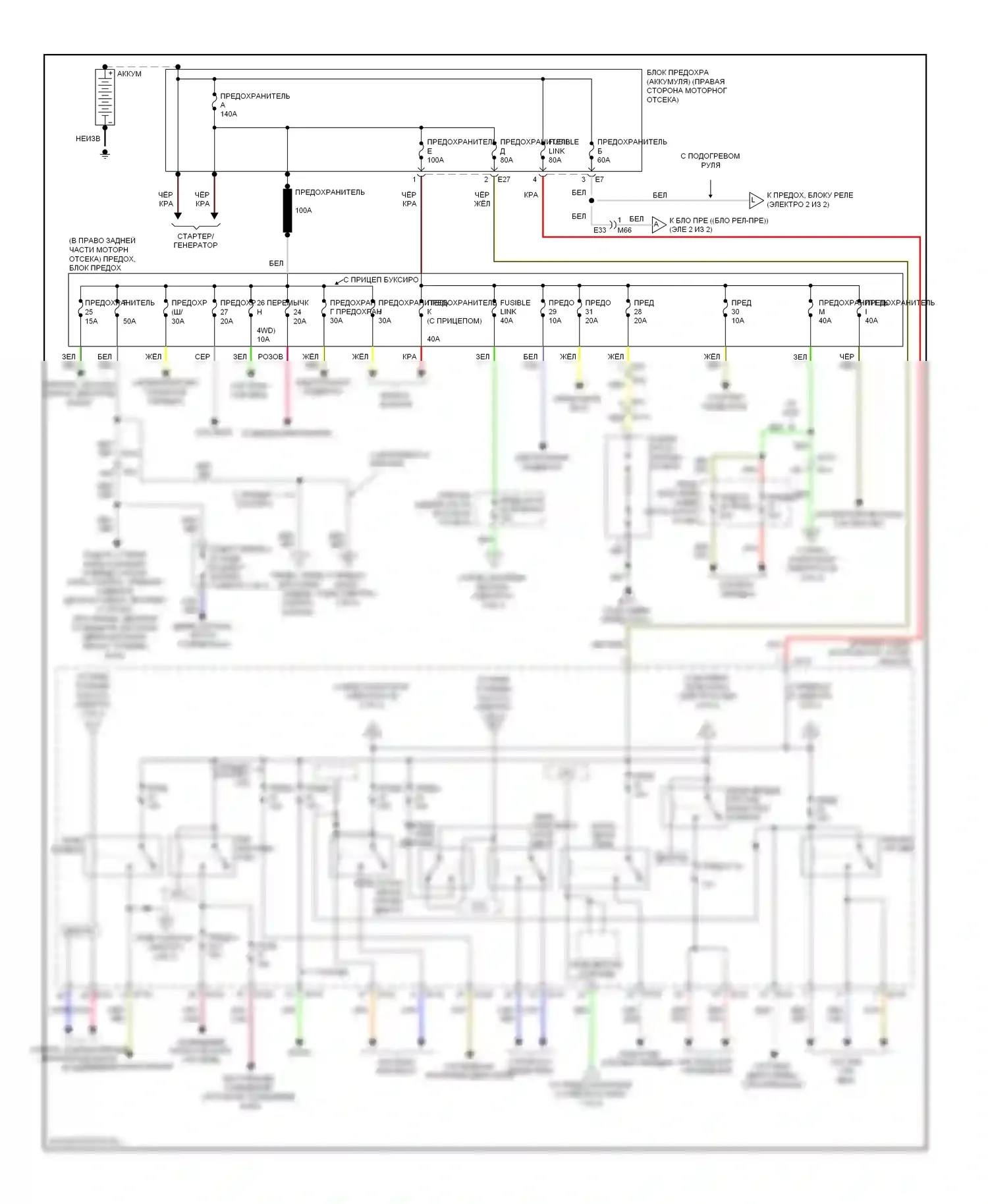 Armada Nissan I рестайлинг (2007-2016): Электросхема блока предохранителей реле (1 из 2) 