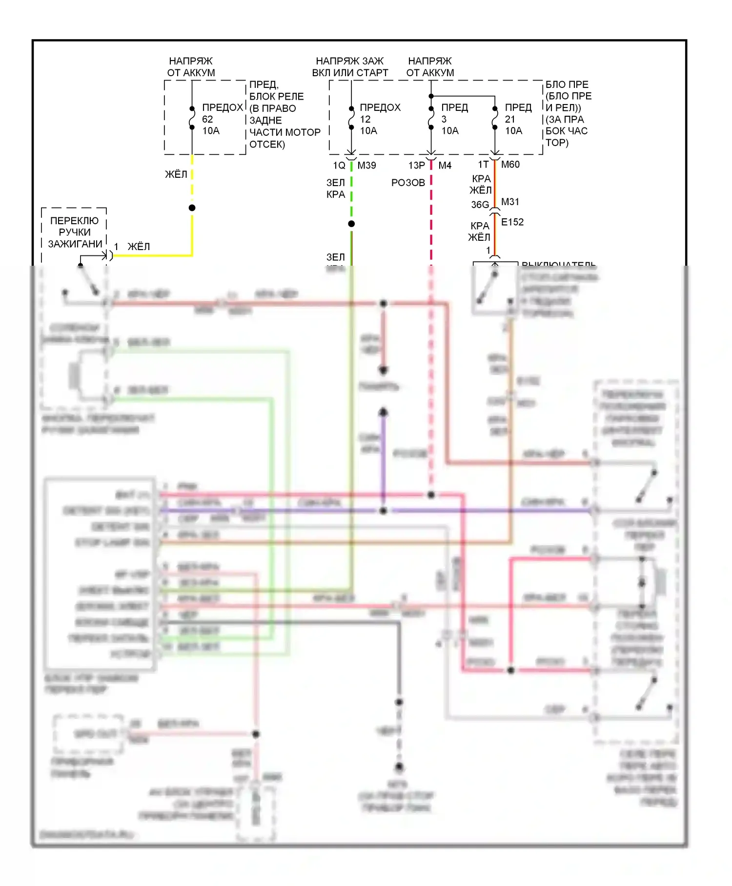 Armada Nissan I рестайлинг (2007-2016): Электросхема блокировки селектора, с интеллектуальным ключом 