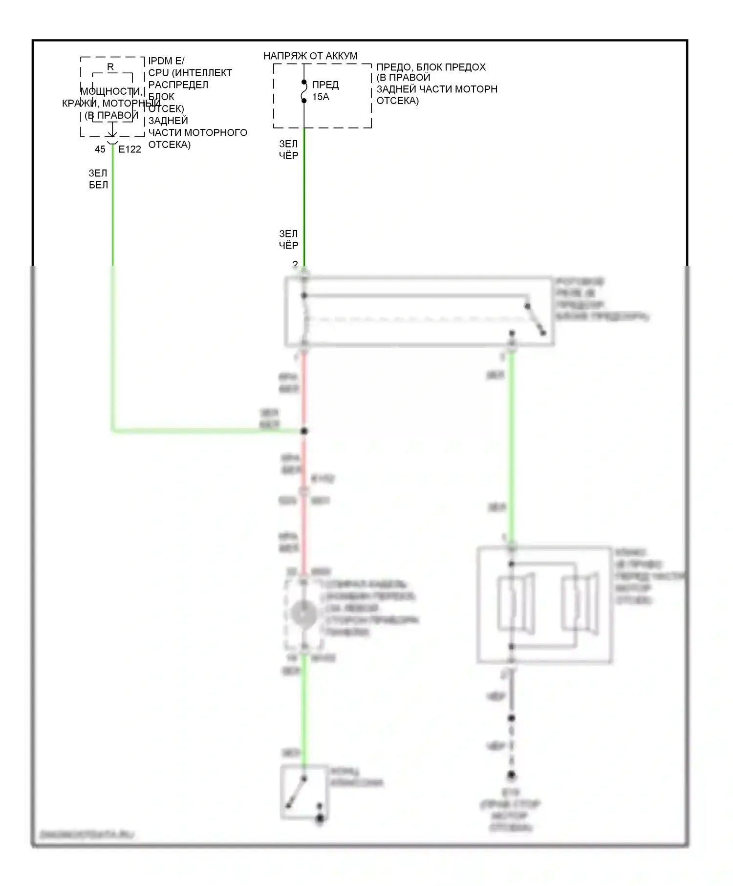 Armada Nissan I рестайлинг (2007-2016): Электросхема клаксона 