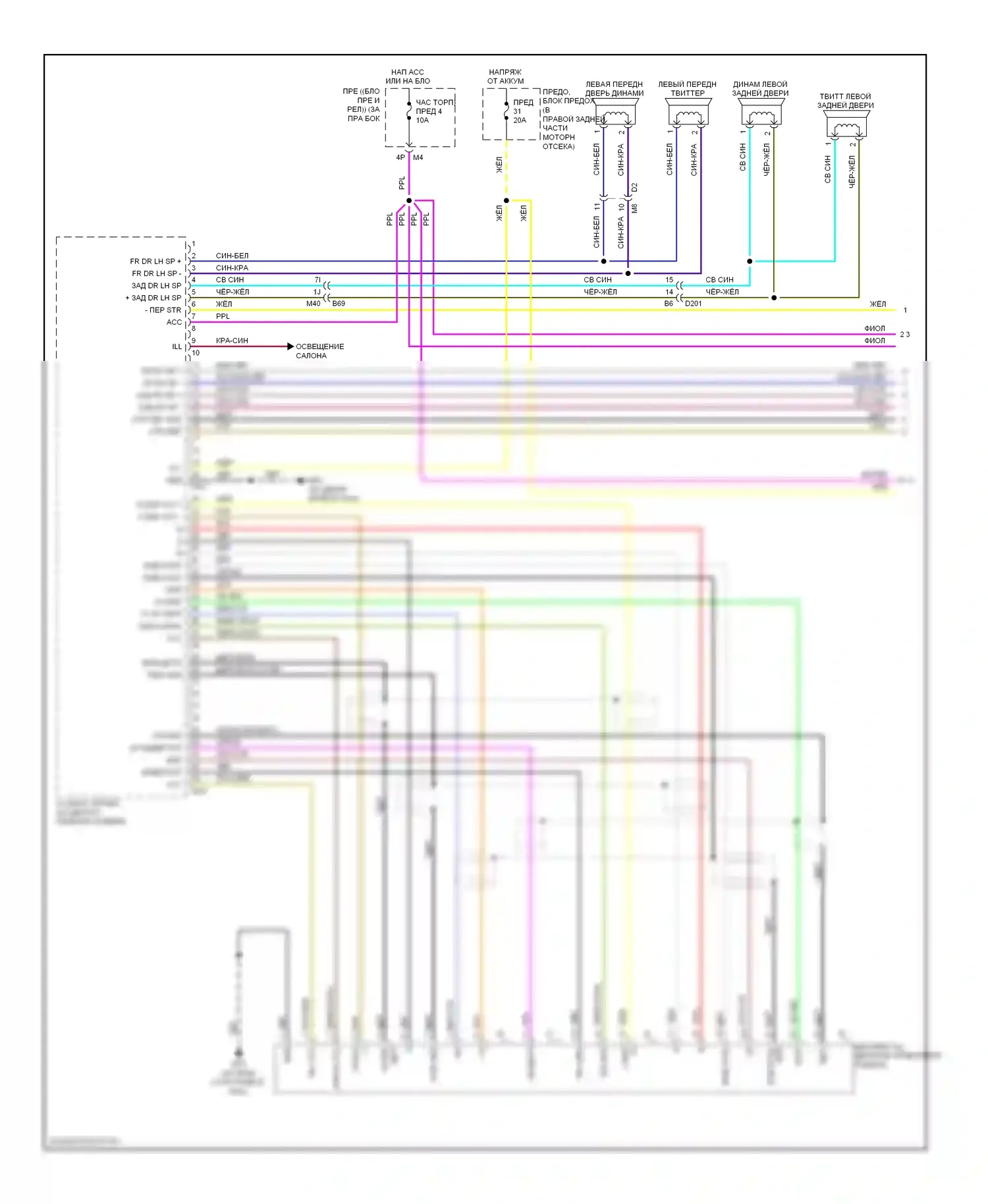 Armada Nissan I рестайлинг (2007-2016): Электросхема базовой магнитолы (1 из 4) 