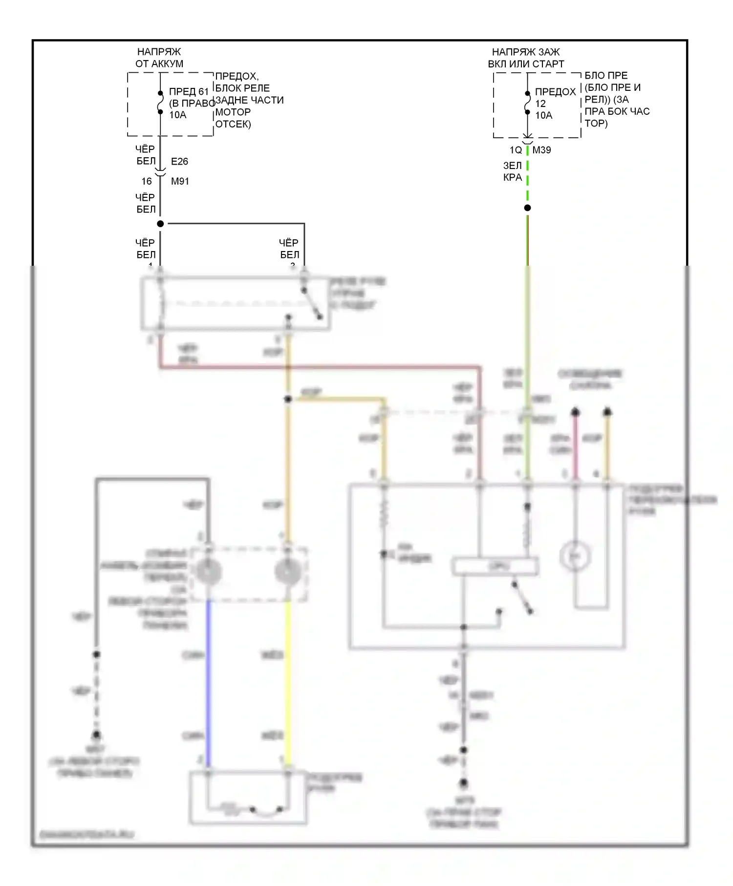 Armada Nissan I рестайлинг (2007-2016): Электросхема рулевого колеса с подогревом 