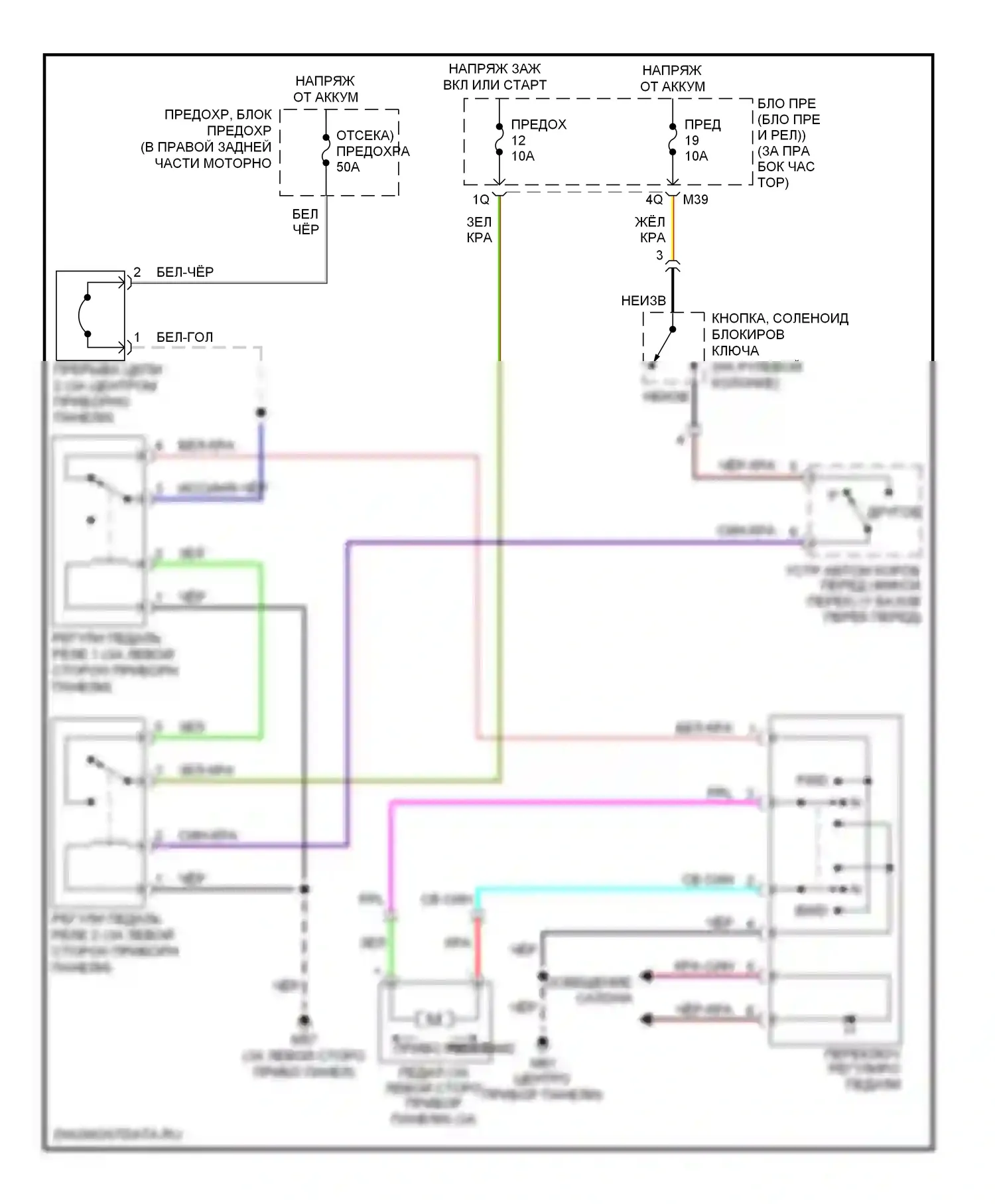 Armada Nissan I (2003-2007): Электросхема регулируемой педали, с переключением пола 