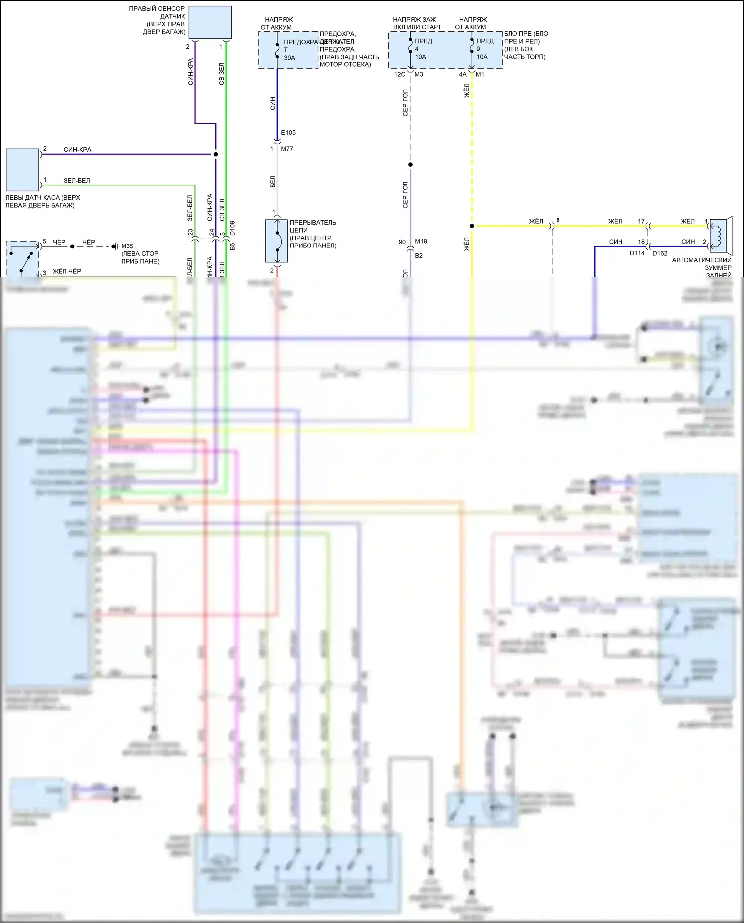 Armada Nissan II (2016-2020): Электросхема задней двери, с автоматической задней дверью 