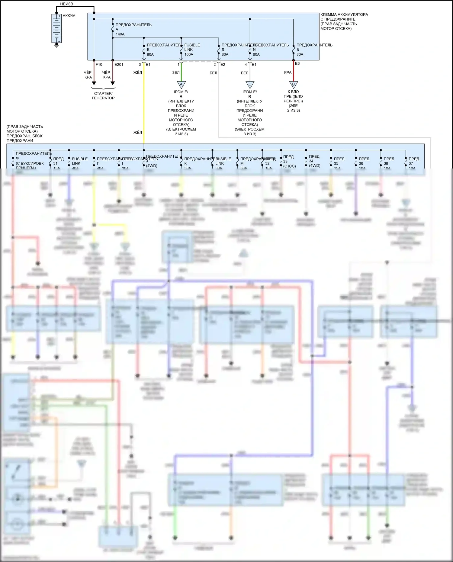 Armada Nissan II (2016-2020): Электросхема блока предохранителей реле (1 из 3) 