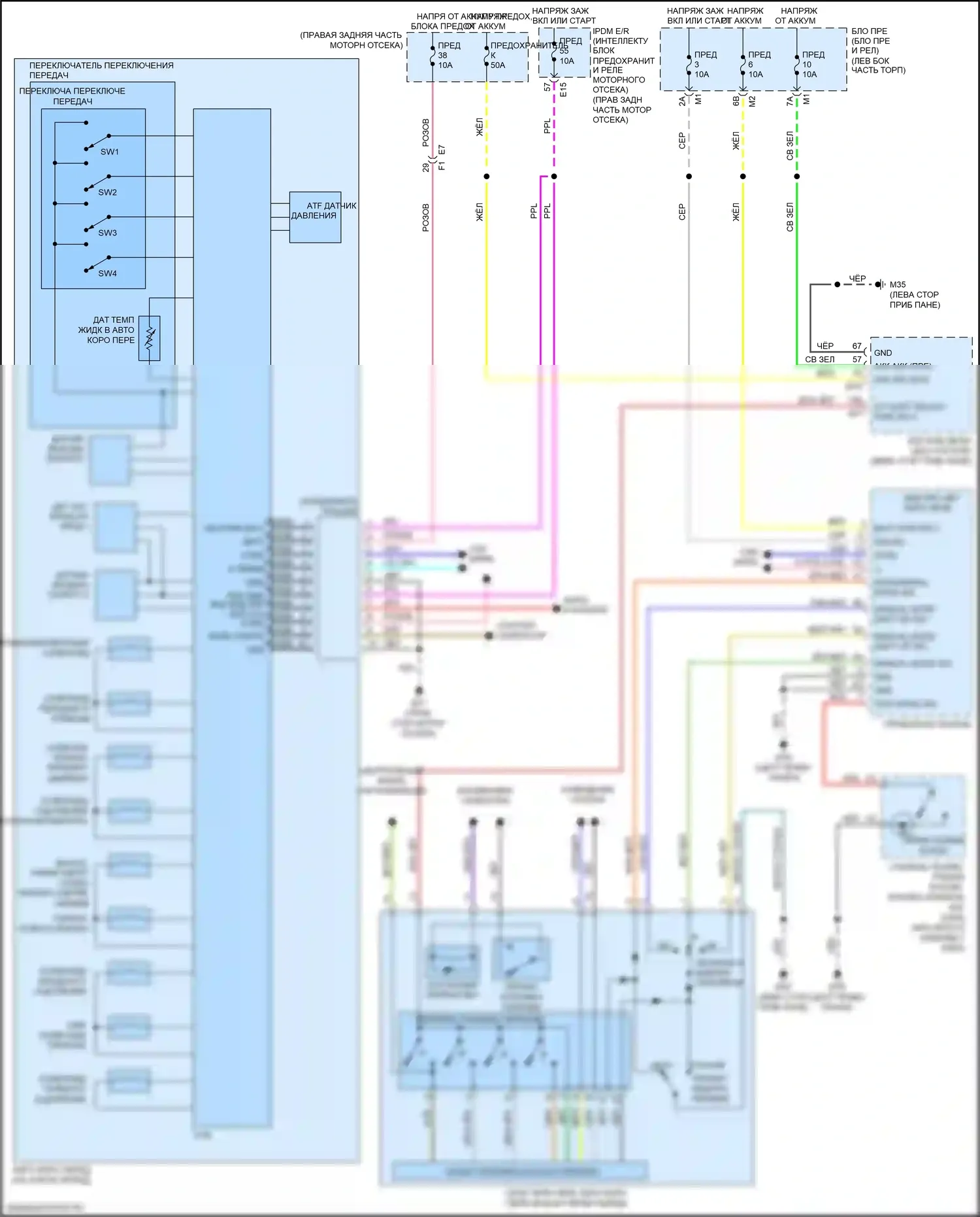 Armada Nissan II (2016-2020): Электросхема автоматической коробки передач 