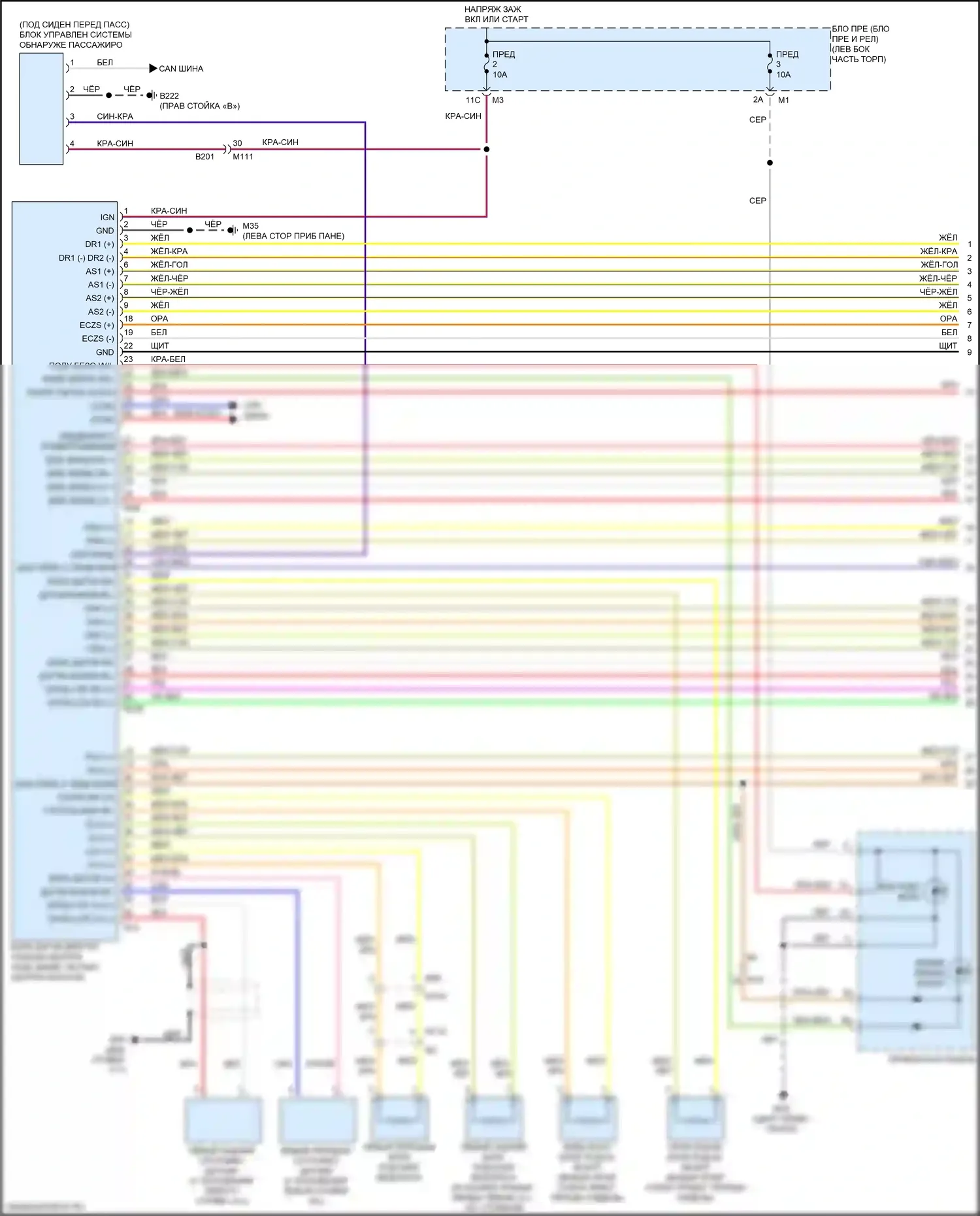Armada Nissan II (2016-2020): Электросхема подушек безопасности (1 из 3) 