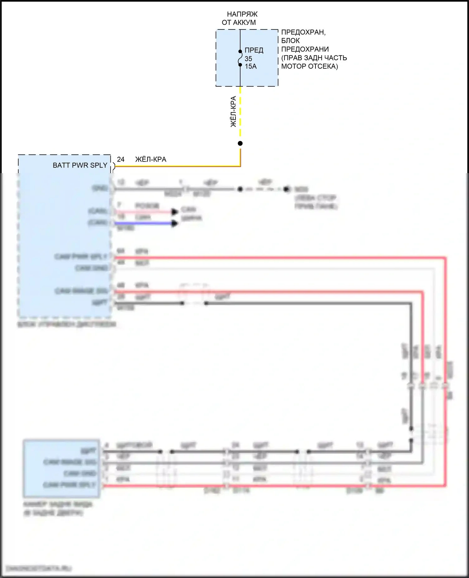Armada Nissan II (2016-2020): Электросхема камеры заднего вида 