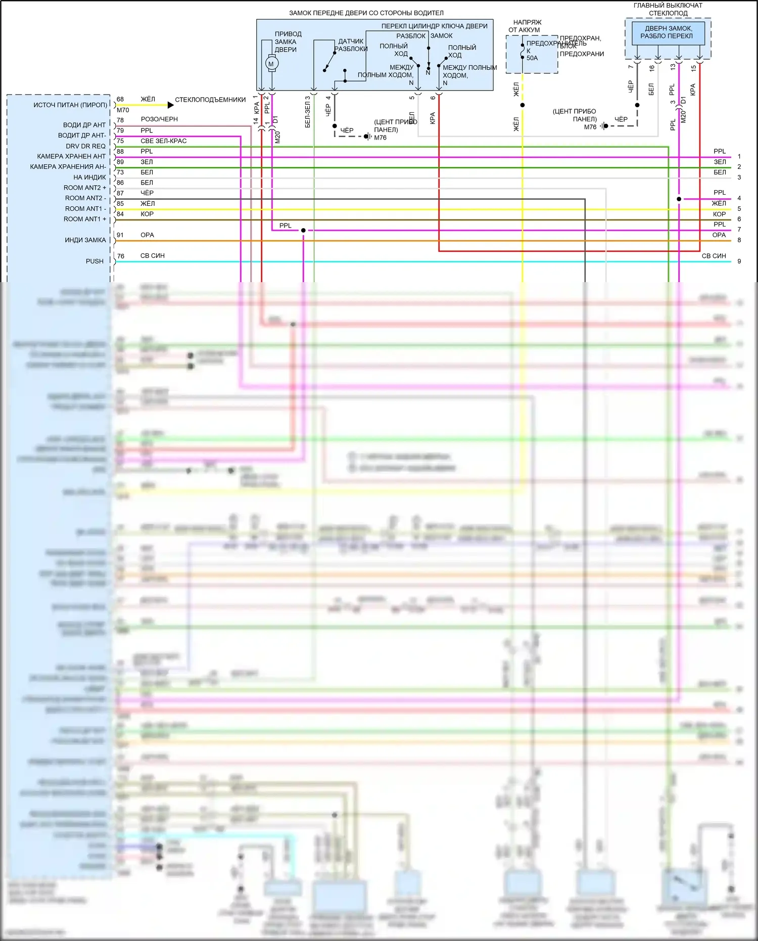Armada Nissan II (2016-2020): Электросхема центрального замка (1 из 4) 