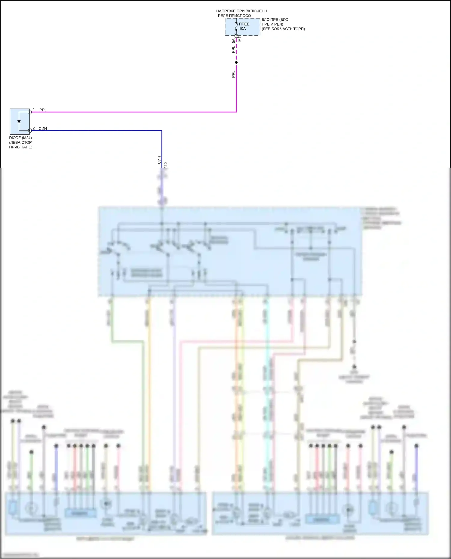 Armada Nissan II (2016-2020): Электросхема управления зеркалами заднего вида 