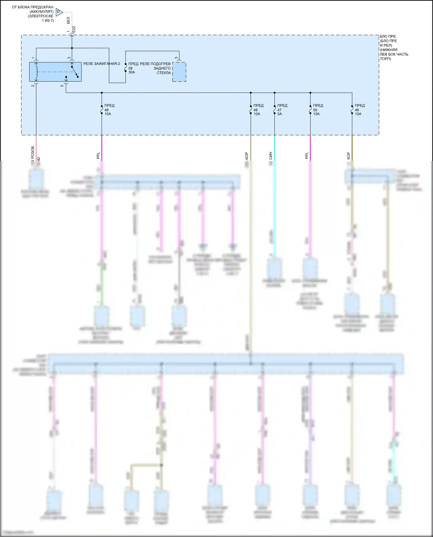 Bluebird Sylphy Nissan III рестайлинг (2018-2024): Электросхема блока предохранителей реле (3 из 7) 
