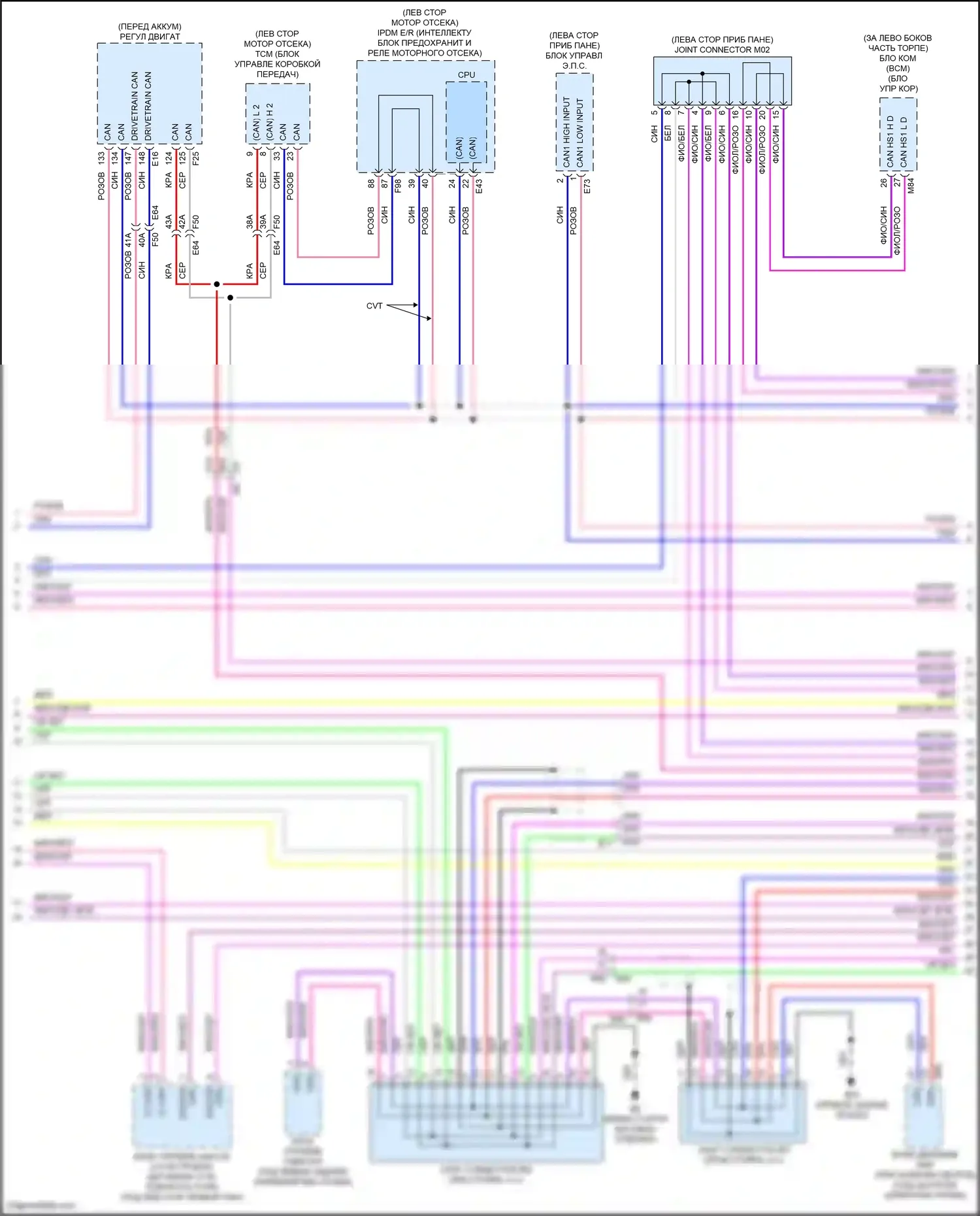 Bluebird Sylphy Nissan III рестайлинг (2018-2024): Can шина электросхема (2 из 3) 