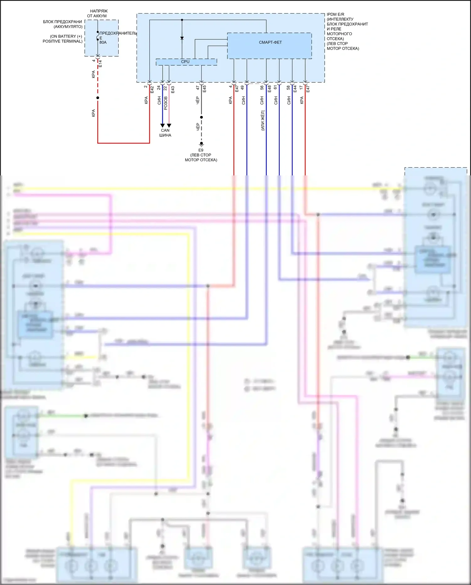 Bluebird Sylphy Nissan III рестайлинг (2018-2024): Электросхема фар и фонарей (2 из 2) 