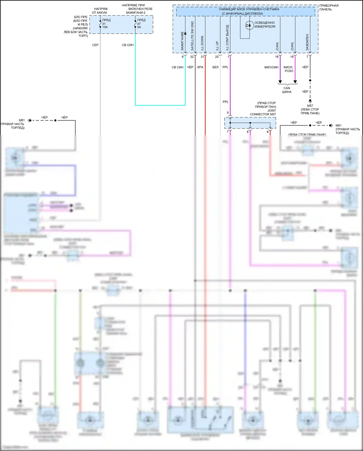 Bluebird Sylphy Nissan III рестайлинг (2018-2024): Электросхема подсветки приборной панели (2 из 2) 