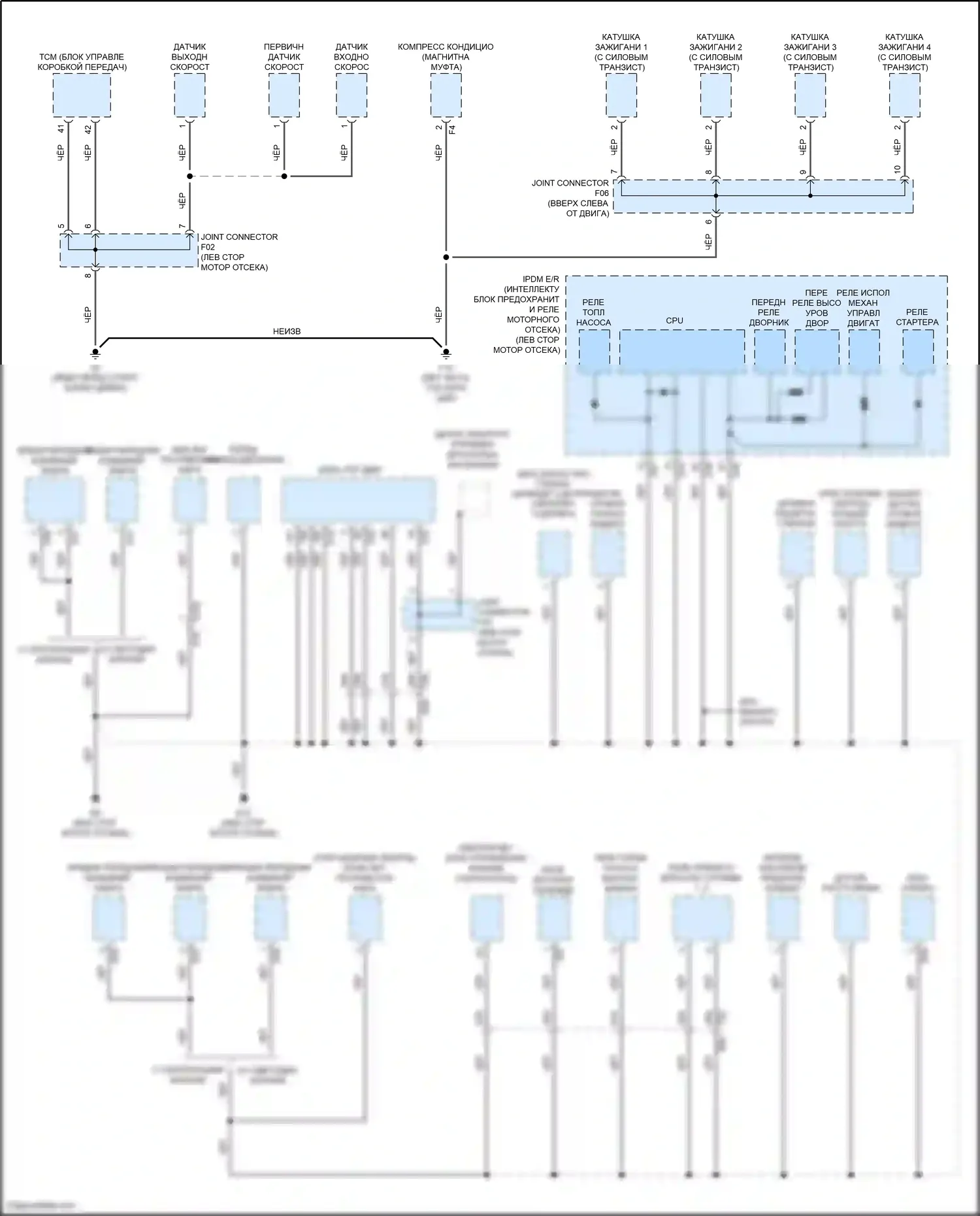 Bluebird Sylphy Nissan III рестайлинг (2018-2024): Электросхема точек подключения масс (2 из 4) 
