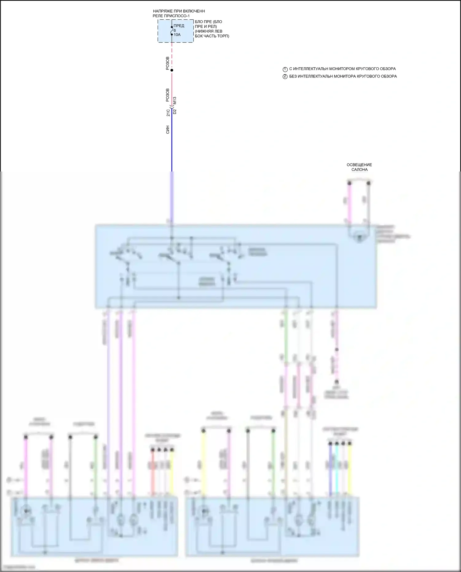 Bluebird Sylphy Nissan III рестайлинг (2018-2024): Электросхема управления зеркалами заднего вида 