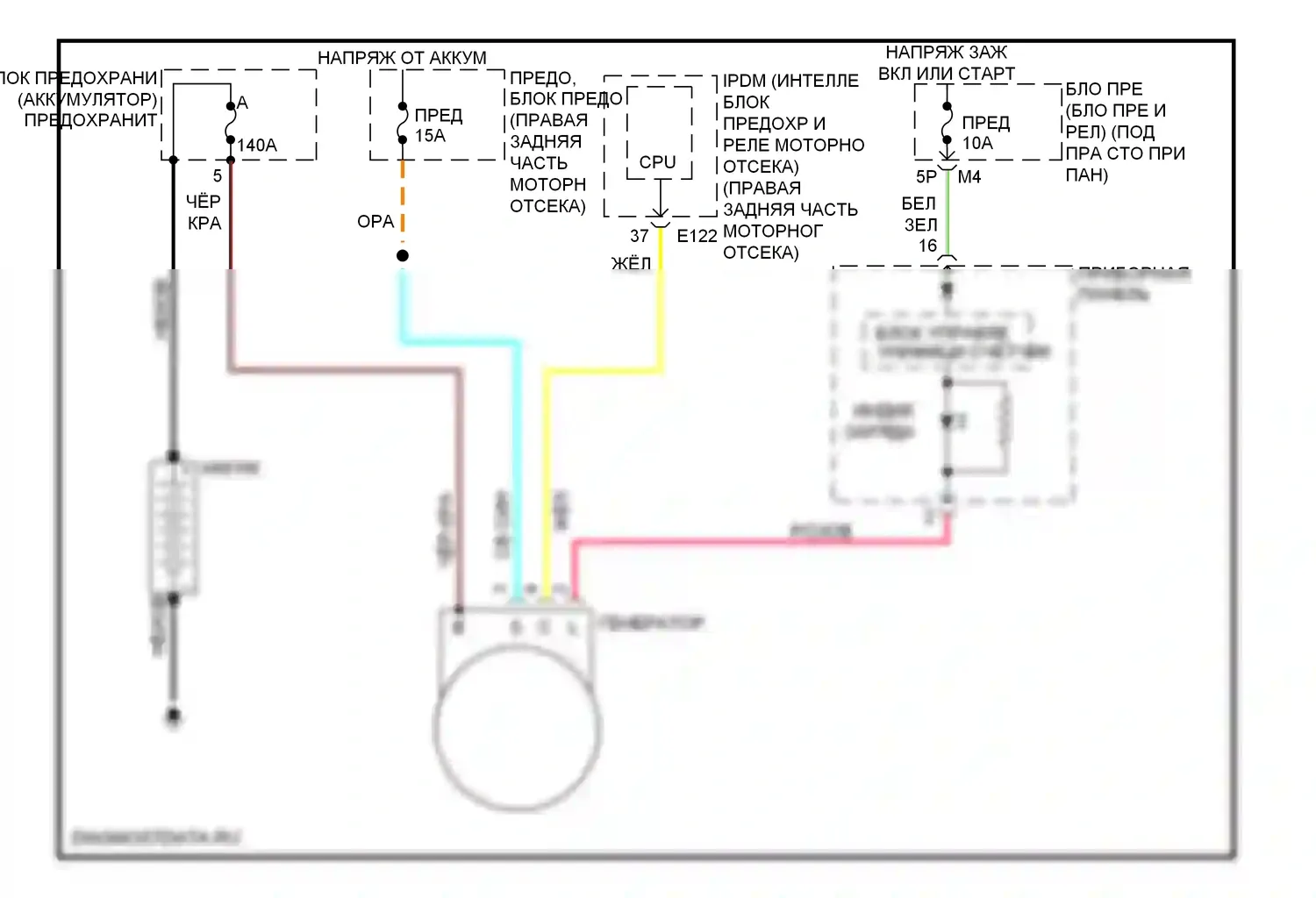 Frontier Nissan D22 (1998-2007): Электросхема генератора 