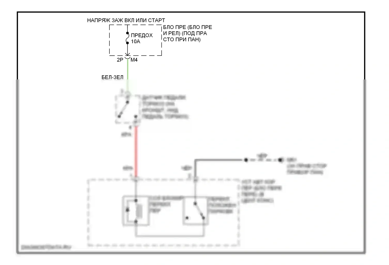 Frontier Nissan D40 (2004-2010): Электросхема блокировки селектора 