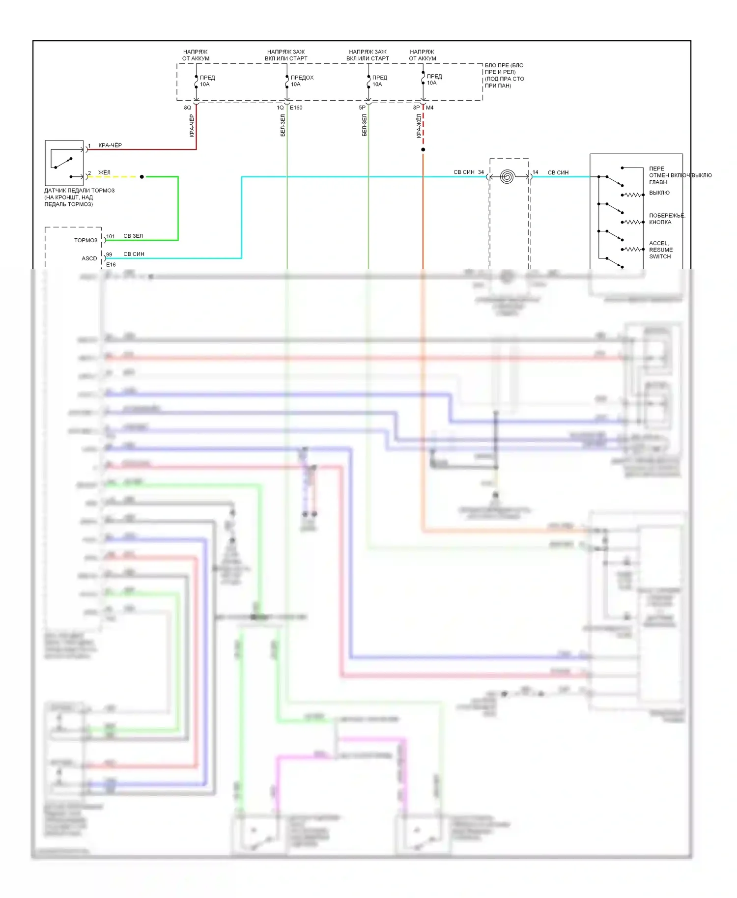 Frontier Nissan D40 (2004-2010): Электросхема круиз-контроля 