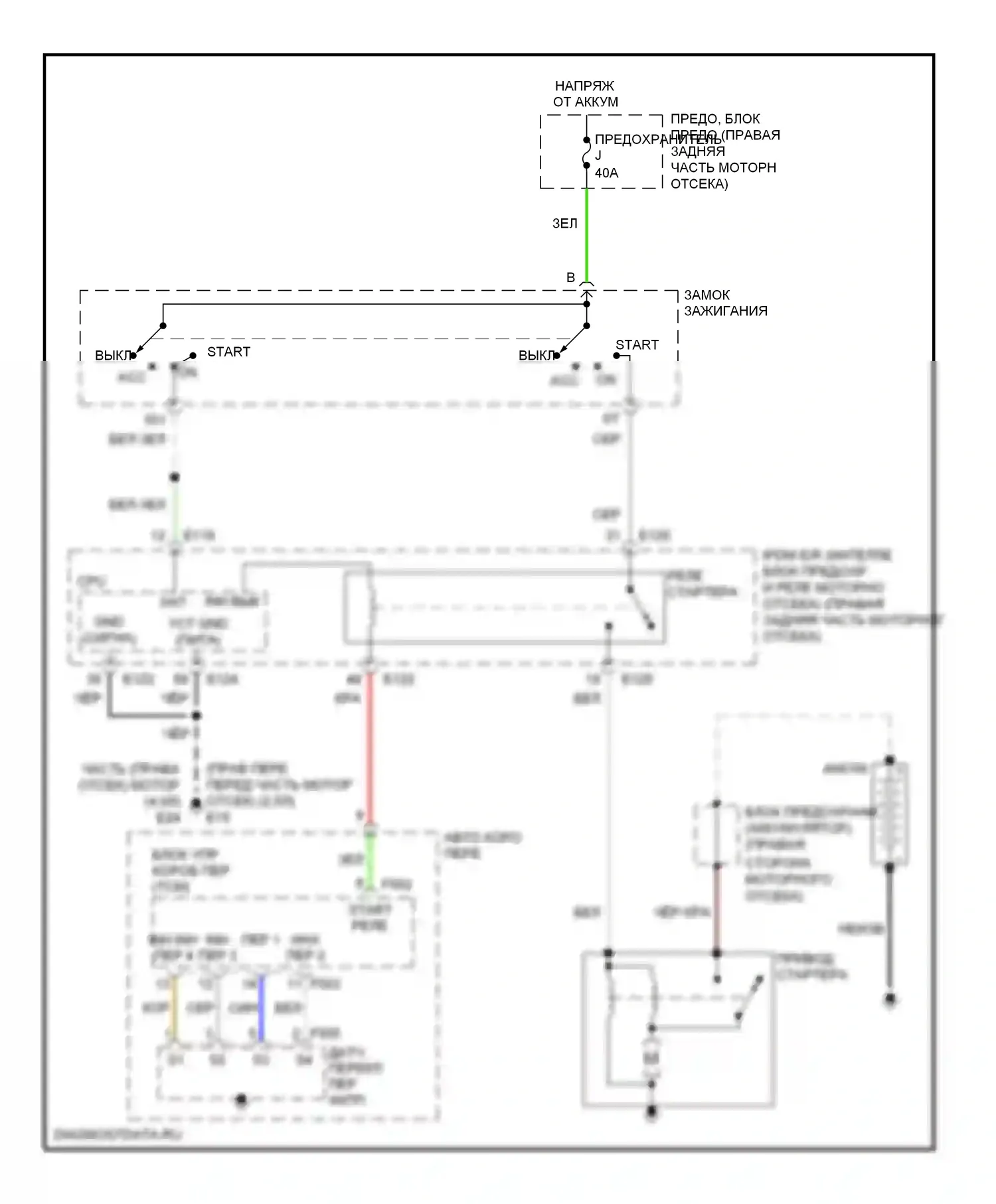 Frontier Nissan D40 (2004-2010): Электросхема стартера, акпп 