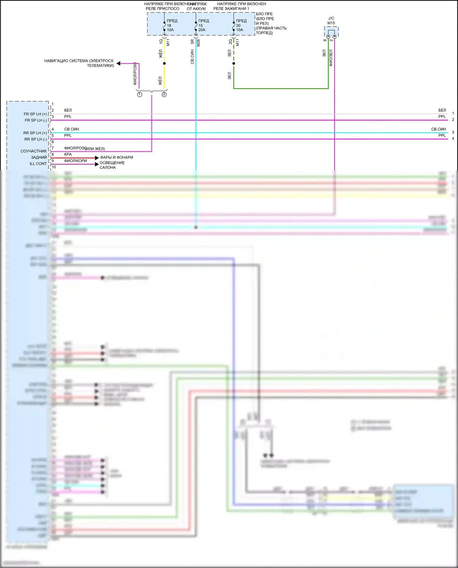 Frontier Nissan D41 (2021-2024): Электросхема магнитолы, без усилителя (1 из 3) 